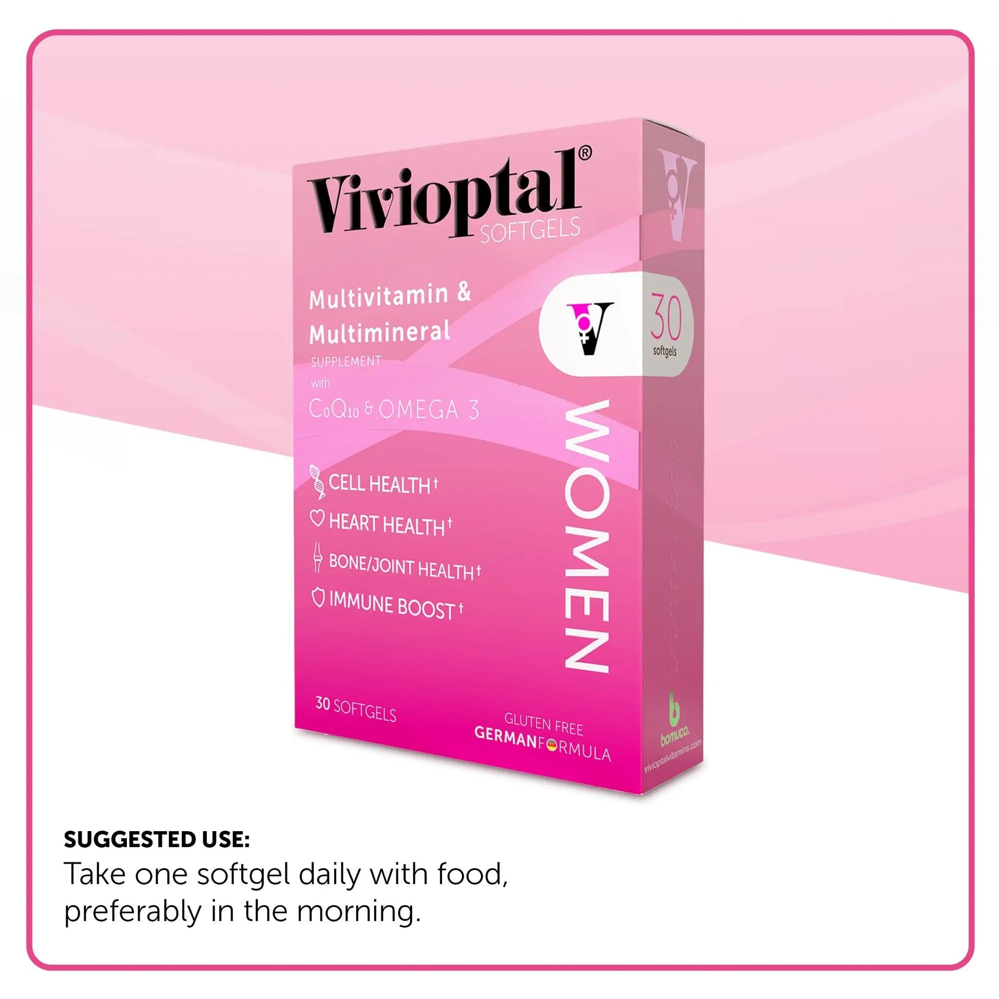 Vivioptal Women, 30 Capsules, CoQ10 & Omega-3, Multivitamin & Multimineral, Gluten Free, German Formula Vivioptal Vitamins uk supplements