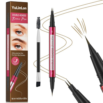 YuLinLon Double-Headed Brow Pen, Ultra-Precise Hair-Like Strokes, Long-Lasting Waterproof Makeup, Available in 5 Natural Shades (3#Dark Brown) Yulinlon uk supplements