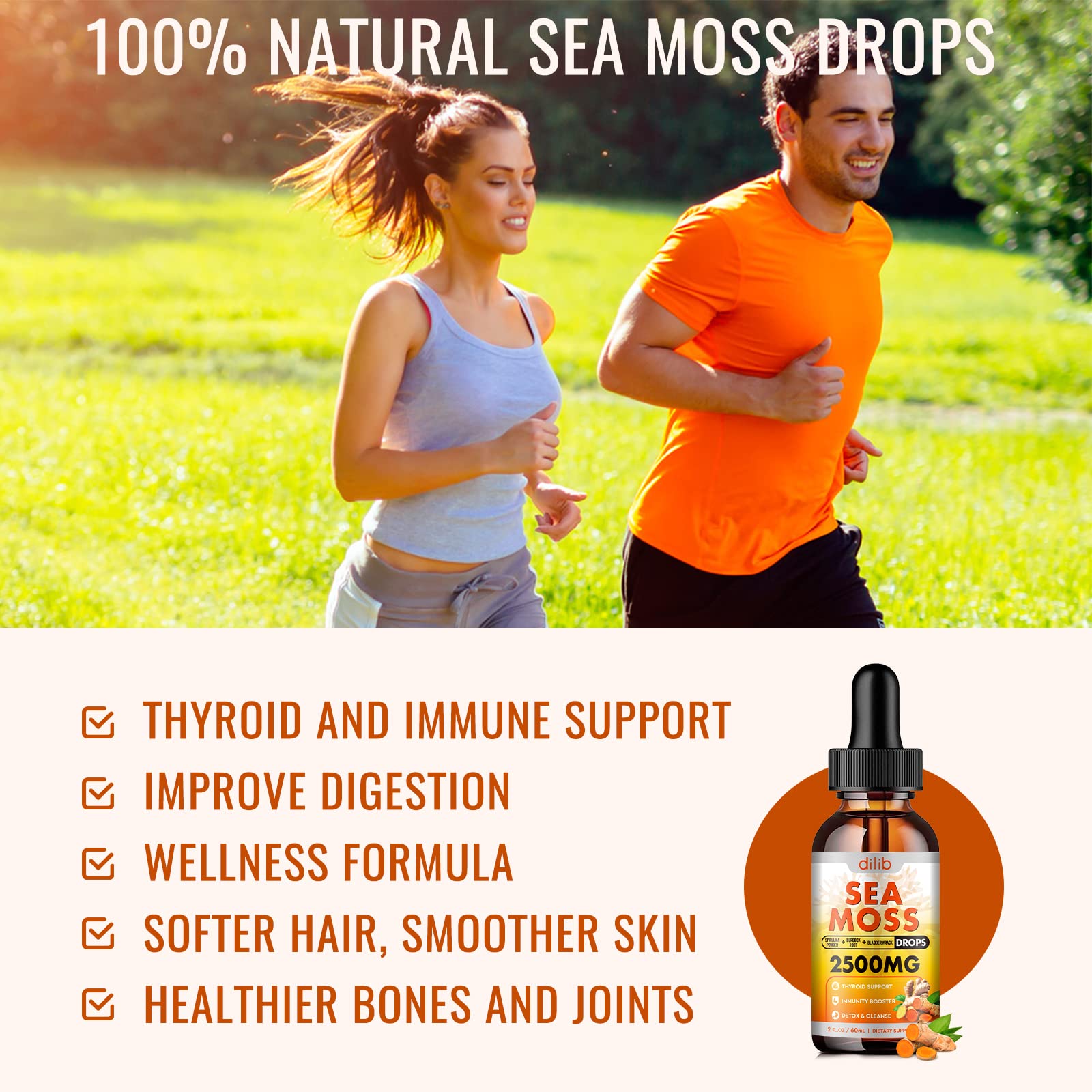 Sea Moss Liquid Drops: Organic Irish Sea Moss 2500mg with Turmeric, Bladderwrack dilib uk supplements