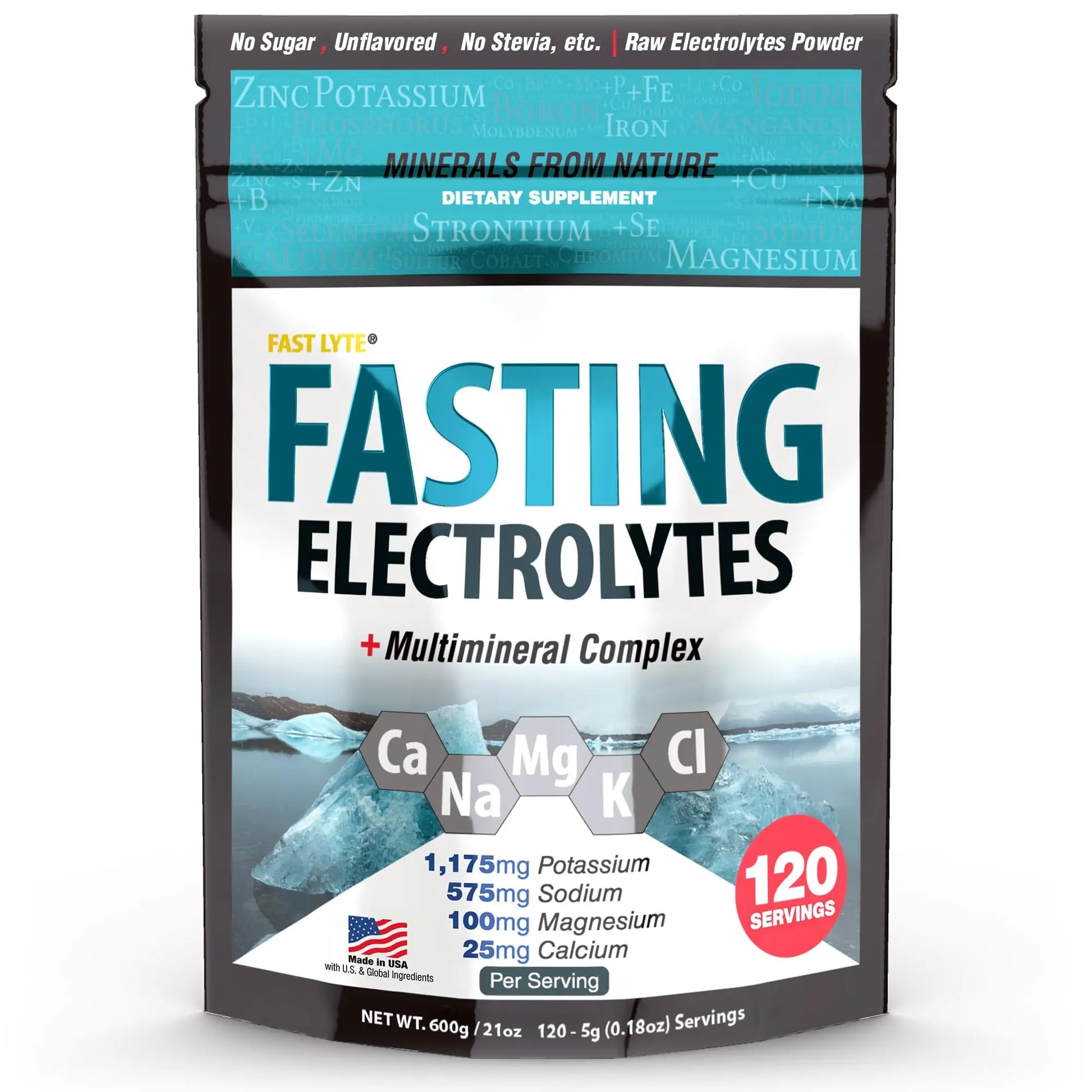 Fast Lyte Fasting Electrolyte Supplement Powder | No Sugar Unflavored Raw Electrolytes | 25% RDI Magnesium and Potassium with Trace Minerals | Carnivore & Keto Friendly FAST LYTE uk supplements