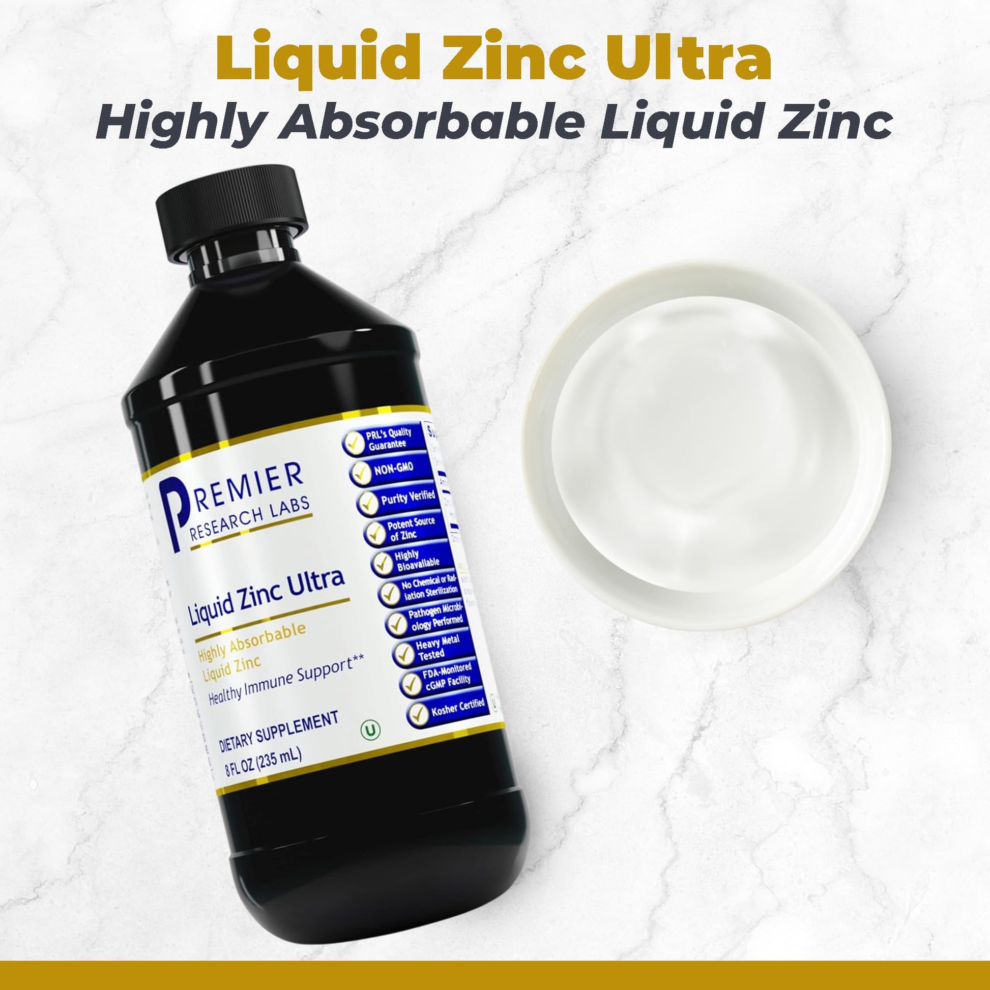 Premier Research Labs Liquid Zinc Ultra Supplement - for Immune Support & Well-Being for Adults & Kids - Highly Absorbable Drops - Used for Rapid Analysis of Zinc Status - 8 fl oz Premier Research Labs uk supplements