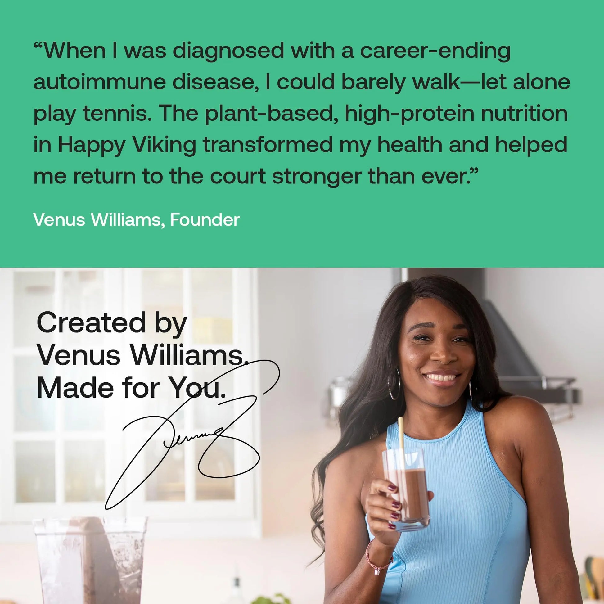 Happy Viking Plant-Based Protein Powder +100 Superfoods Chocolate Meal Replacement Shake, Created by Venus Williams, 30g Plant Protein, 10g Fiber, Vegan, Gluten-Free, Non-GMO,15 Meals Happy Viking uk supplements