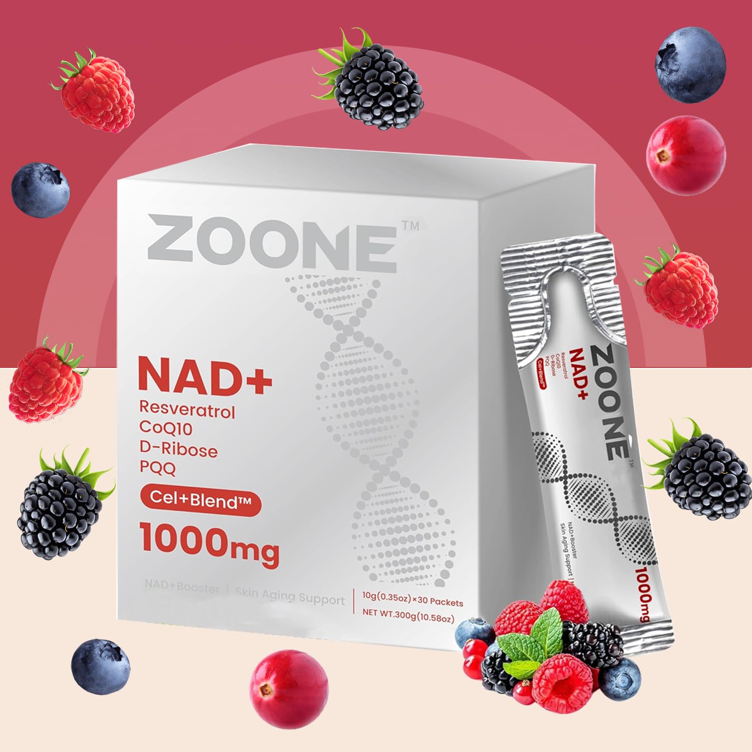 Zoone NAD Resveratrol Supplement, NAD+ Liquid Supplement 1000mg, with Nicotinamide Riboside, Resveratrol & PQQ, NAD Supplements for Men & Women, Healthy Aging & Boosts Cellular Energy – 30 Packs Zoone uk supplements