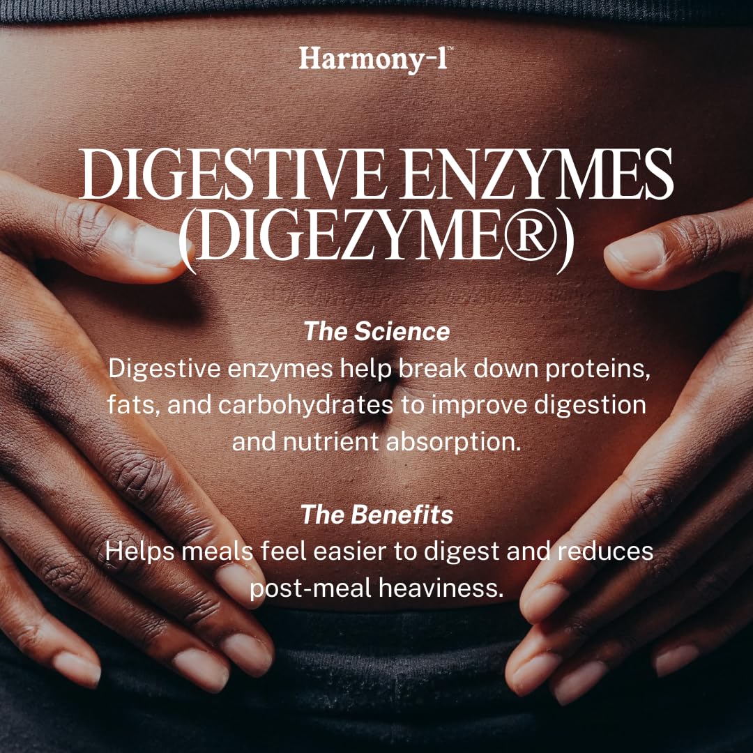 Harmony-1 Gut Health Supplement — Digestive Enzymes + Probiotics for Bloating Relief & Digestive Comfort — GLP-1 Friendly Digestive Support — 60 Capsules Harmony-1 uk supplements