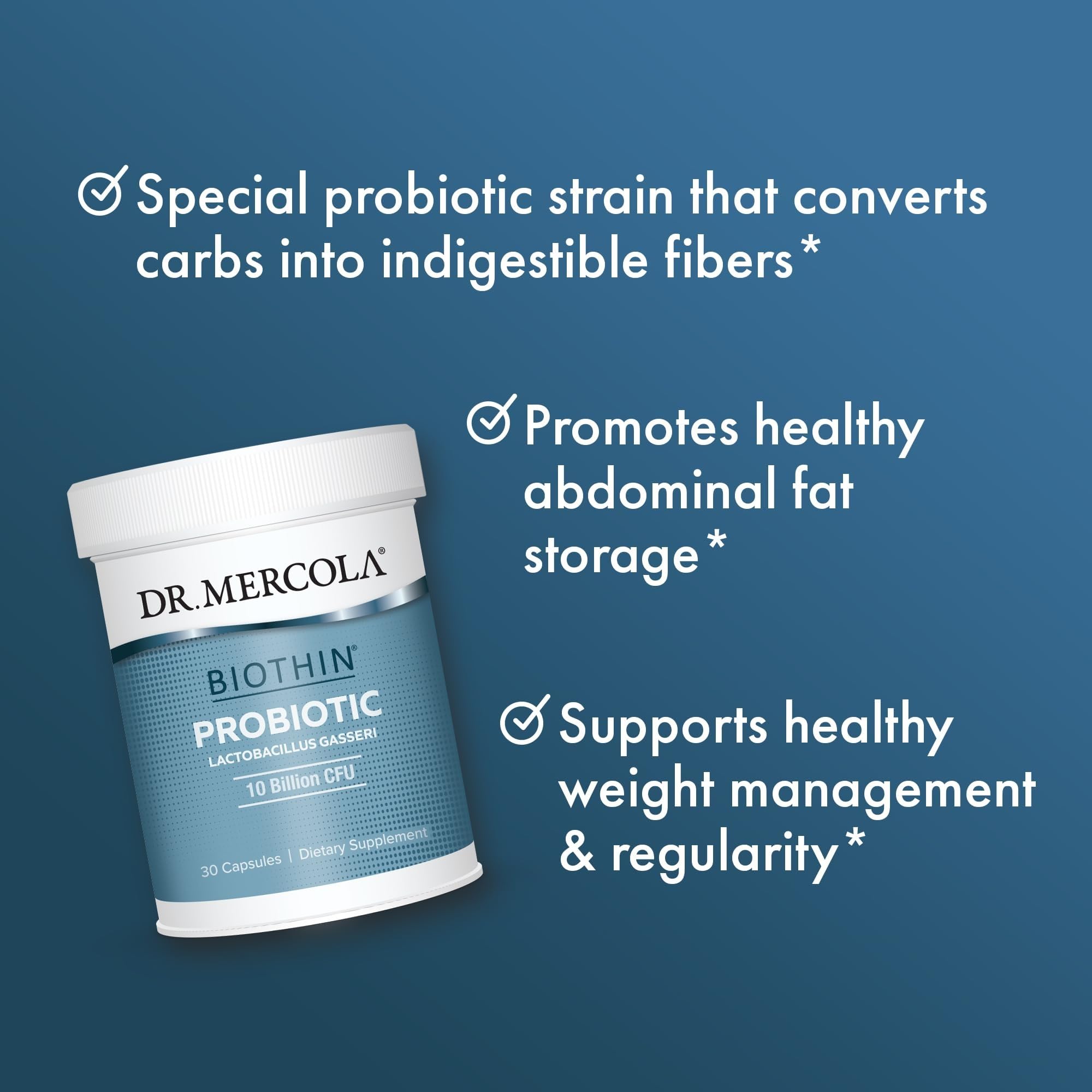 Dr. Mercola Biothin Probiotic - Digestive Health Supplement - Supports Healthy Metabolism - GMO-Free, Gluten-Free & Soy-Free - 30 Delayed-Release Capsules (30 Servings) Dr. Mercola uk supplements