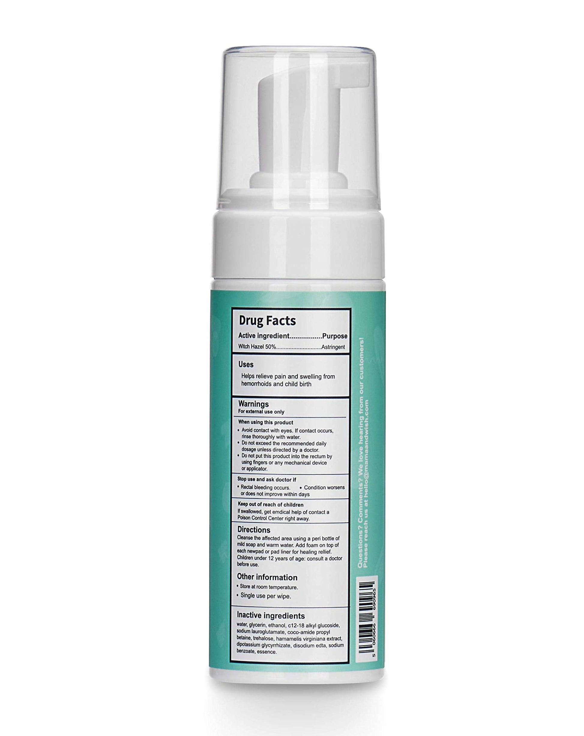 Mama & Wish Witch Hazel Perineal Healing Foam - Postpartum Essentials - Medicated Postpartum Spray for Perineal Relief - Postpartum Care and Recovery, Hemorrhoid Perineal Spray, After Birth Essentials Mama & Wish uk supplements