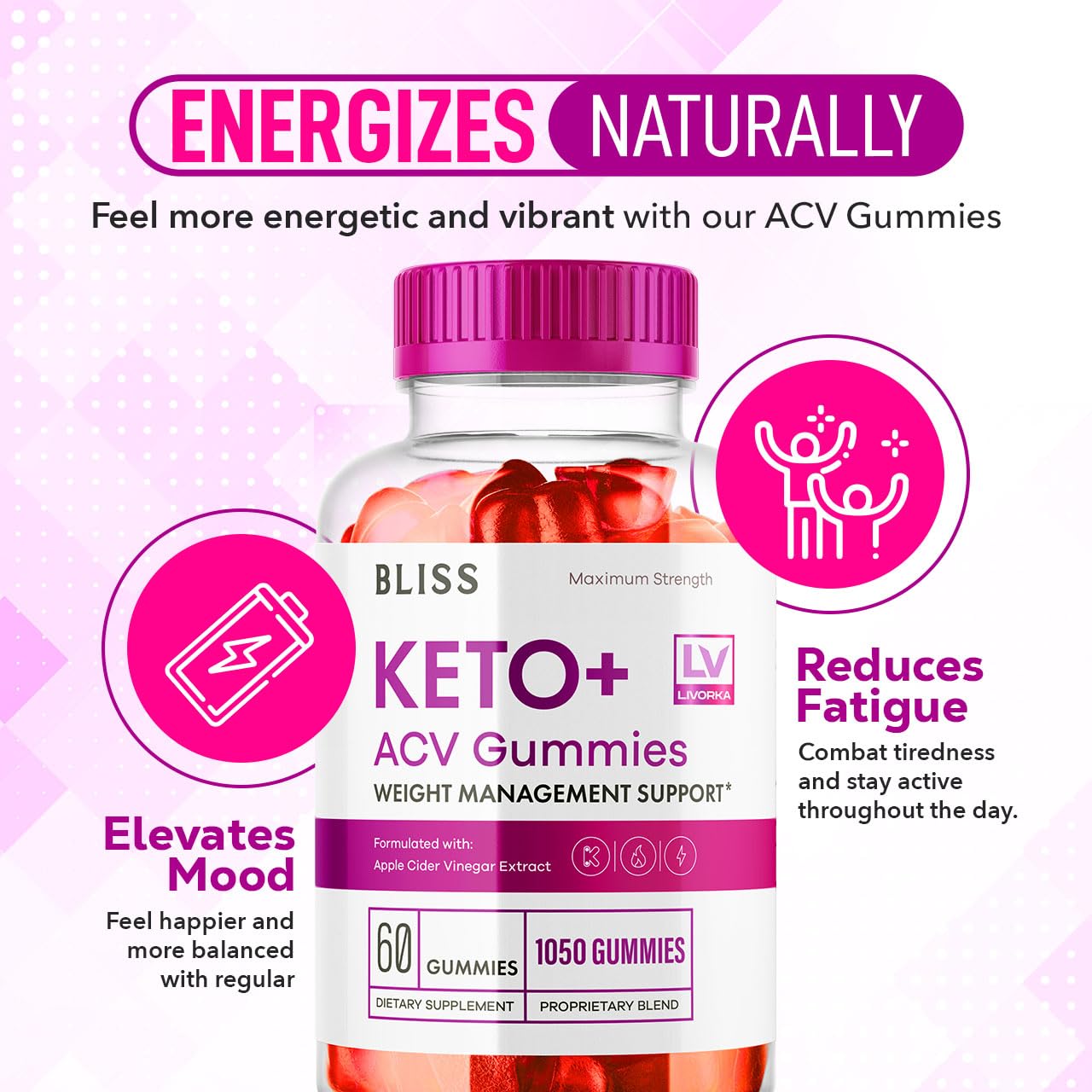 5 Pack - Bliss Keto ACV Gummies Advanced Weight Loss, Bliss ACV Active Gummies LIVORKA uk supplements