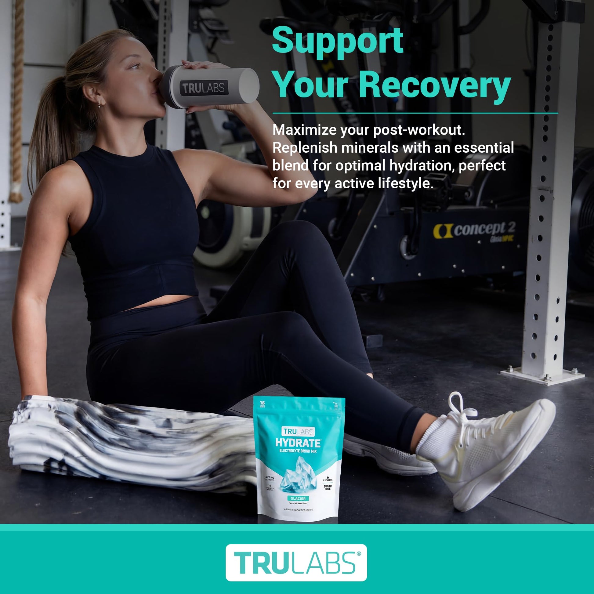TRULABS Hydrate Electrolyte Drink Mix – Glacier Flavor, Sugar-Free Hydration Packets with 1422 mg Electrolytes & 19 Vitamins & Minerals, Monk Fruit Sweetened, On-the-Go Sticks (16 Count) TRULABS uk supplements