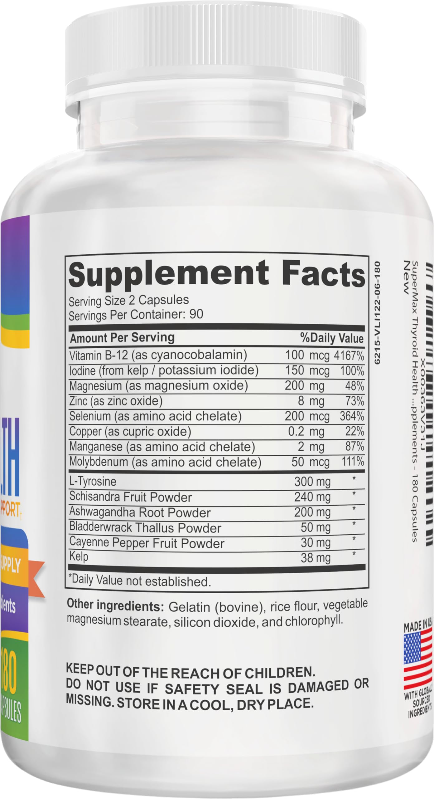 Thyroid Support (3-Month) Supplement All-in-1 with 14 Active Ingredients in 1 Formula | Thyroid Health Support Supplements | Women & Men | 90-Day Bulk Supply | 180 Capsules Elevate Recovery Supplements uk supplements