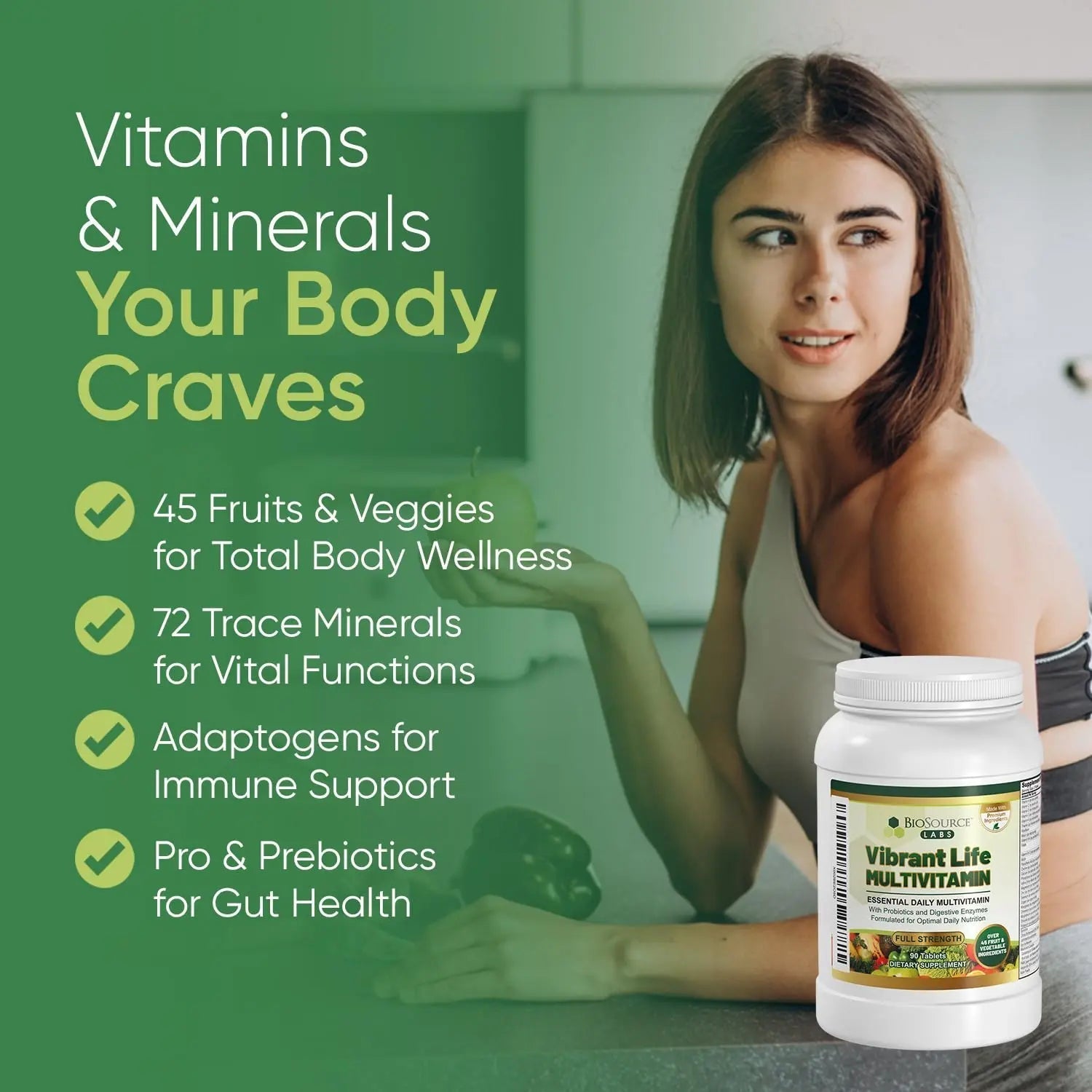 BioSource Labs Vibrant Life Multivitamin with Probiotics, Digestive Enzymes & B-Complex – Over 45 Fruits and Veggies BioSource Labs uk supplements
