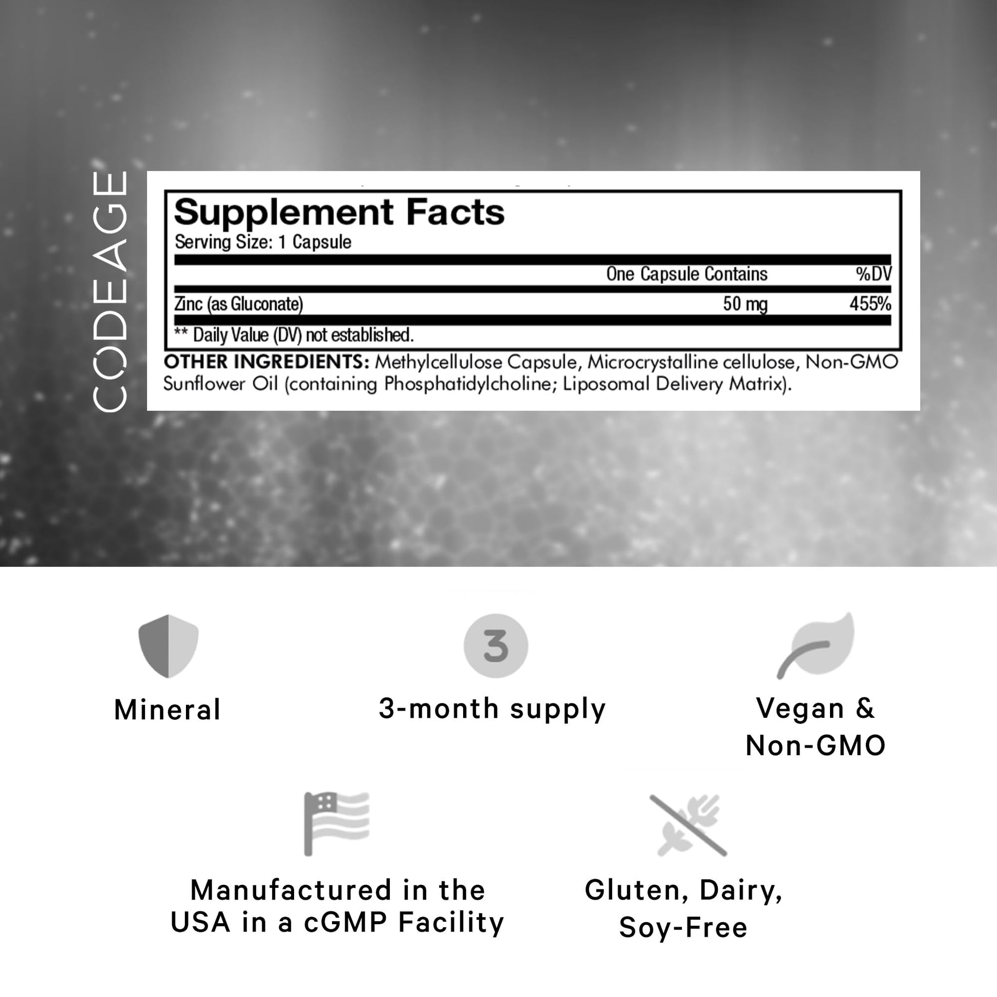 Codeage Liposomal Zinc Supplement – 3 Month Supply – One Per Day - 50 mg Zinc Gluconate Vitamin Pills - Essential Mineral Supplements Liposomal Delivery Matrix - Vegan Non-GMO - 100 Capsules Codeage uk supplements