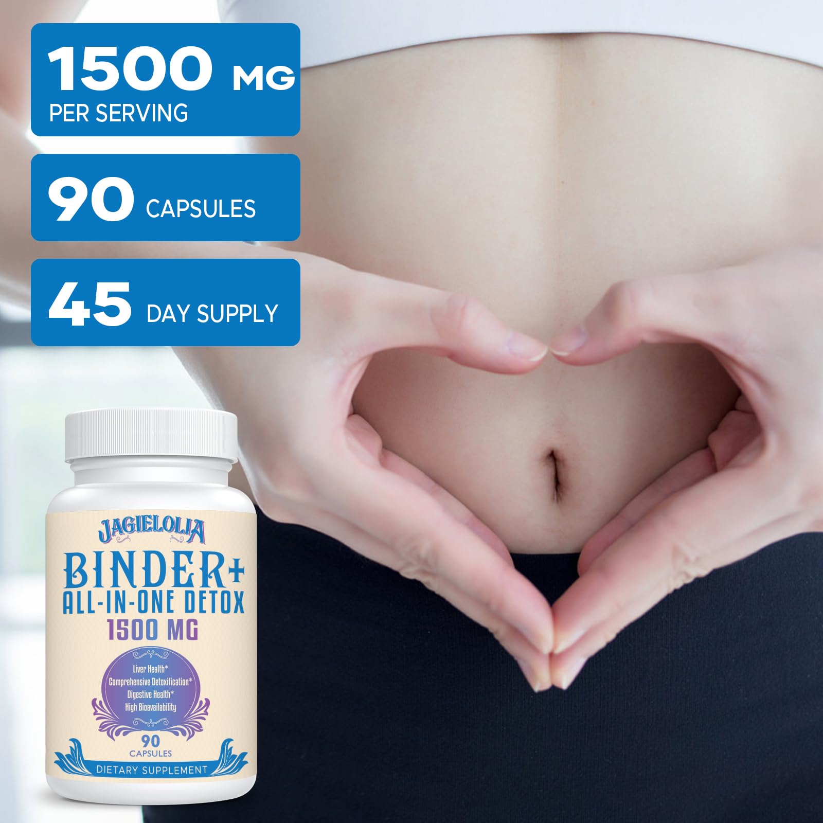 All-In-One Detox Binder Supplement 1500 MG - High Bioavailability, Liver Gut Detox Cleanse Jagielolia uk supplements