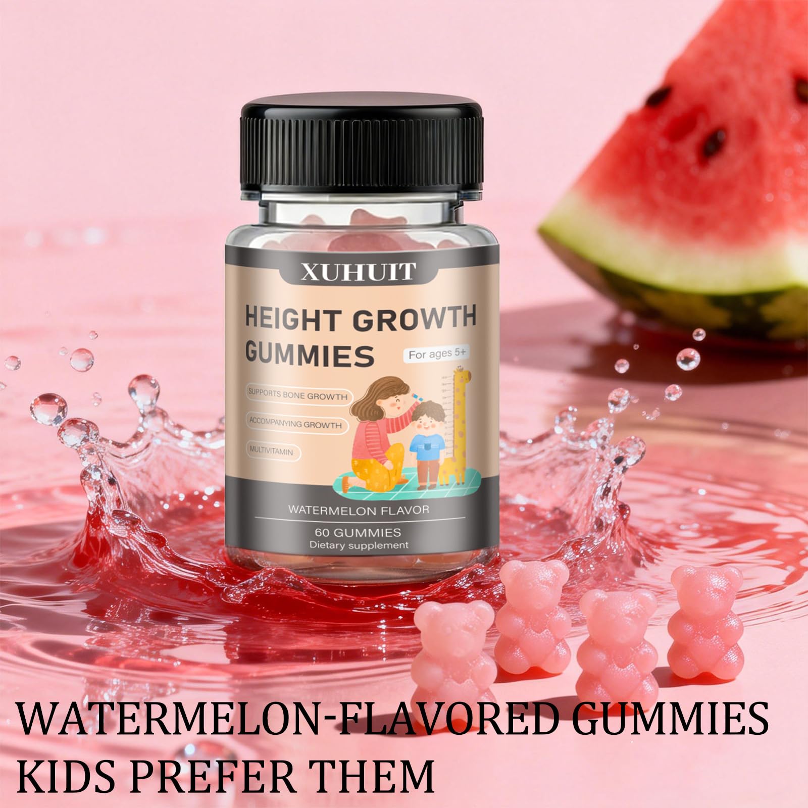 ZYGCDZ Growth Gummies for Kids & Teens - Natural Height Support with Vitamin D3, K2, Calcium & Ashwagandha - Bone Strength Supplement for Picky Eaters Ages 5+ (Watermelon Flavor) (1) ZYGCDZ uk supplements