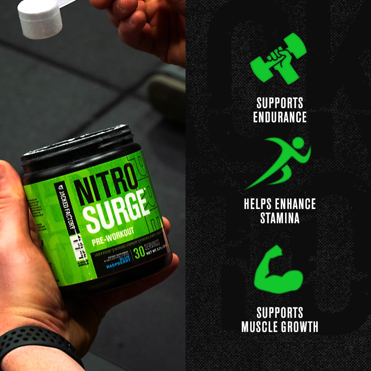 NITROSURGE Pre Workout Supplement - Endless Energy, Instant Strength Gains Jacked Factory uk supplements