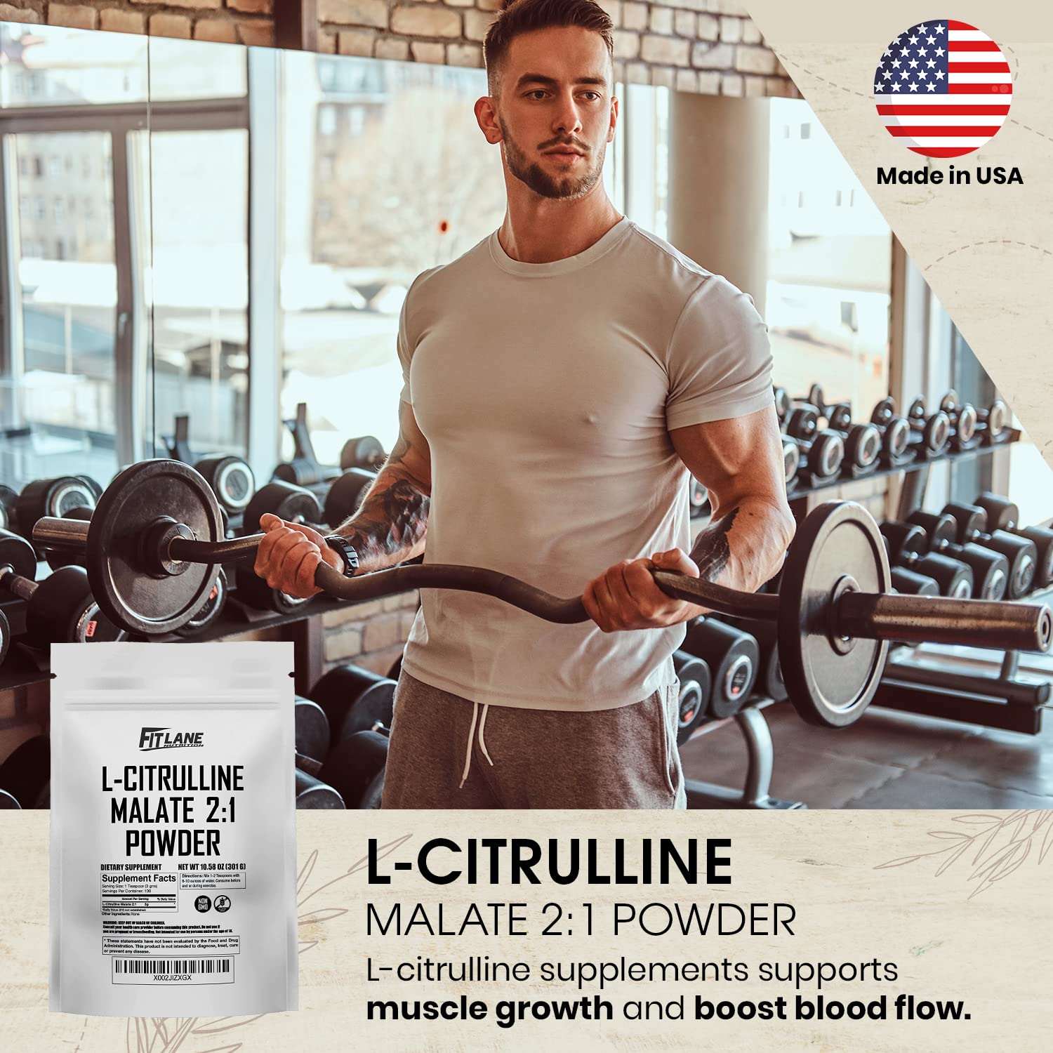 L Citrulline Malate 2 1 Powder 300 Grams - Bulk L Citrulline Powder - Free Form Amino Fit Lane Nutrition uk supplements
