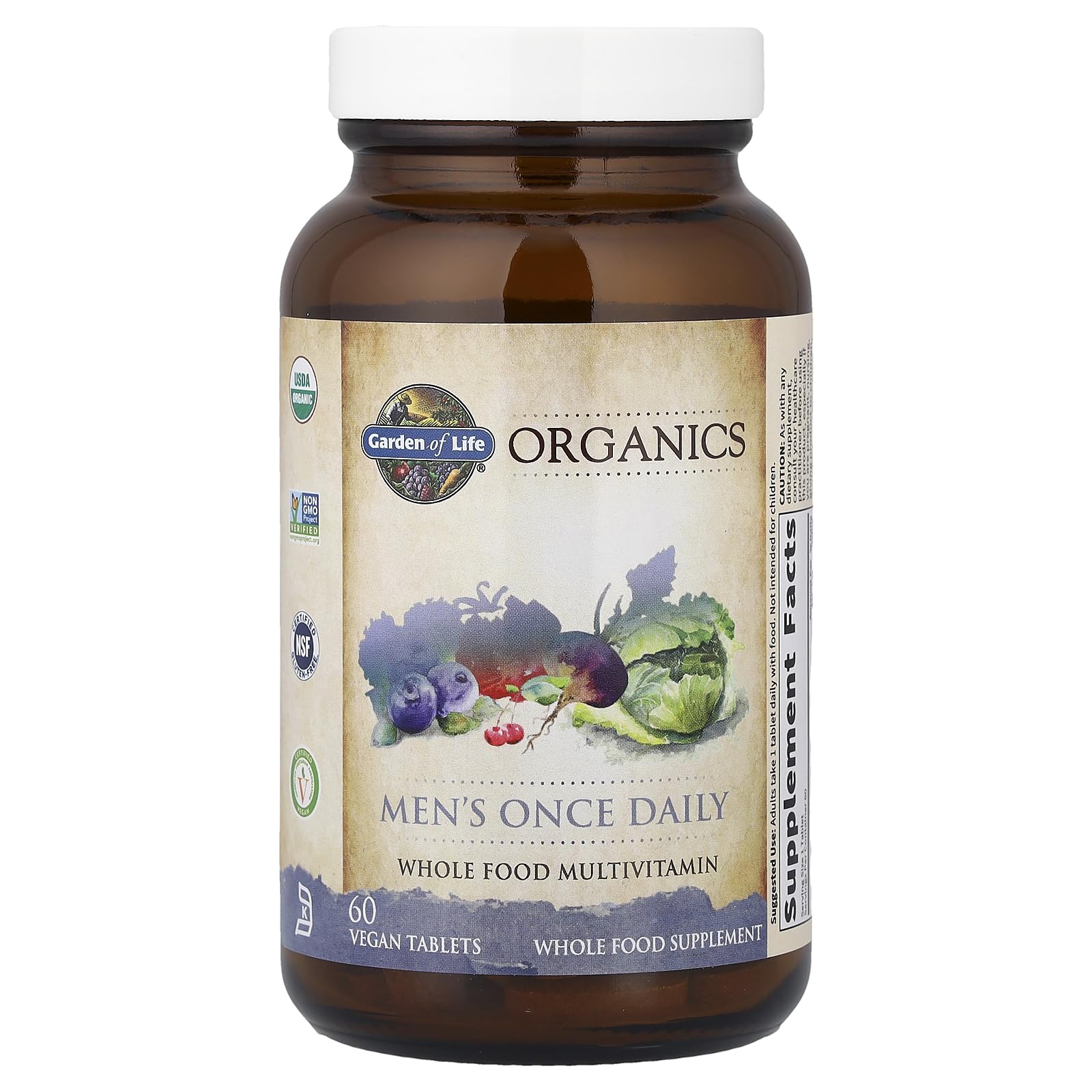 Garden of Life Once Daily Whole Food Multivitamin for Men, Organic Mens Vitamins & Minerals, Vitamin C, Zinc, Vegan, for Health & Well-Being, 60 Tablets Garden of Life uk supplements