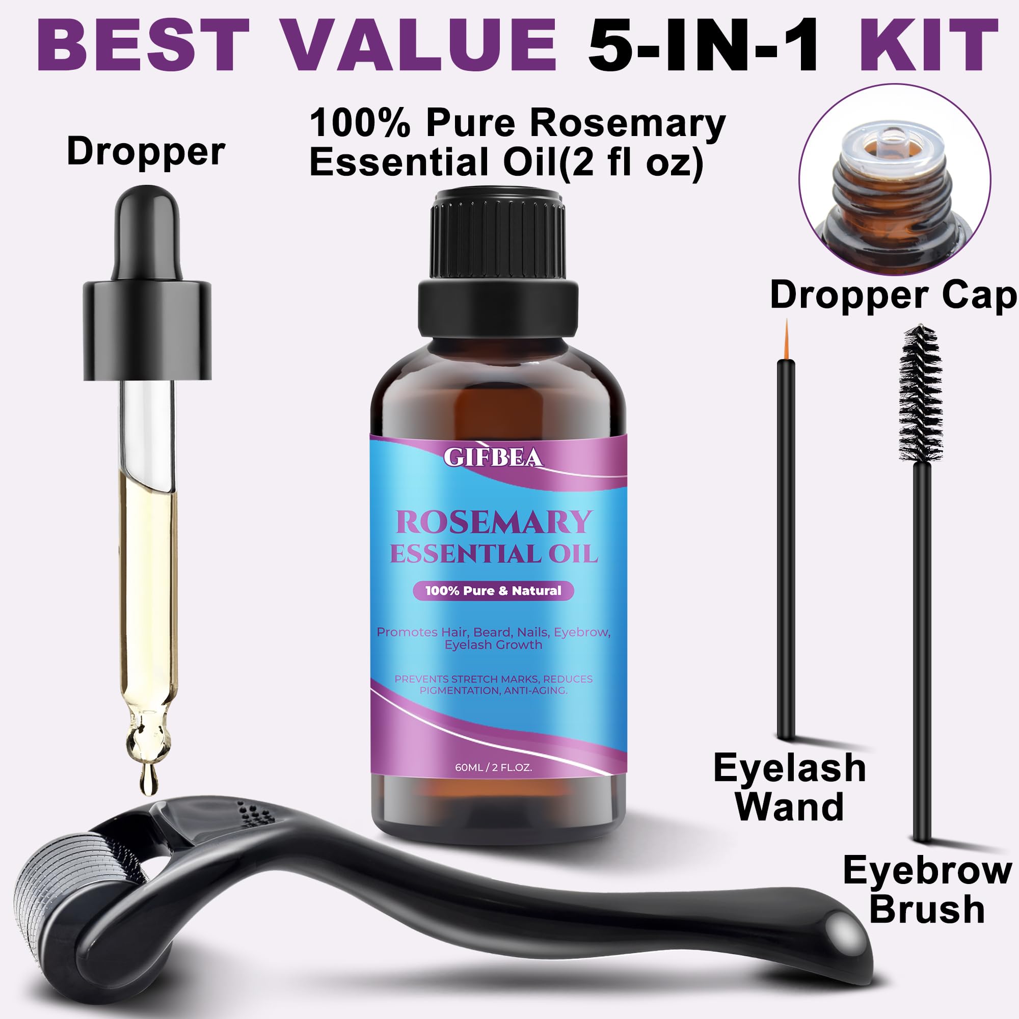 Rosemary Oil for Hair Growth,100% Pure Undiluted Light-Weight Non-Greasy Rosemary Essential Oil GIFBEA uk supplements