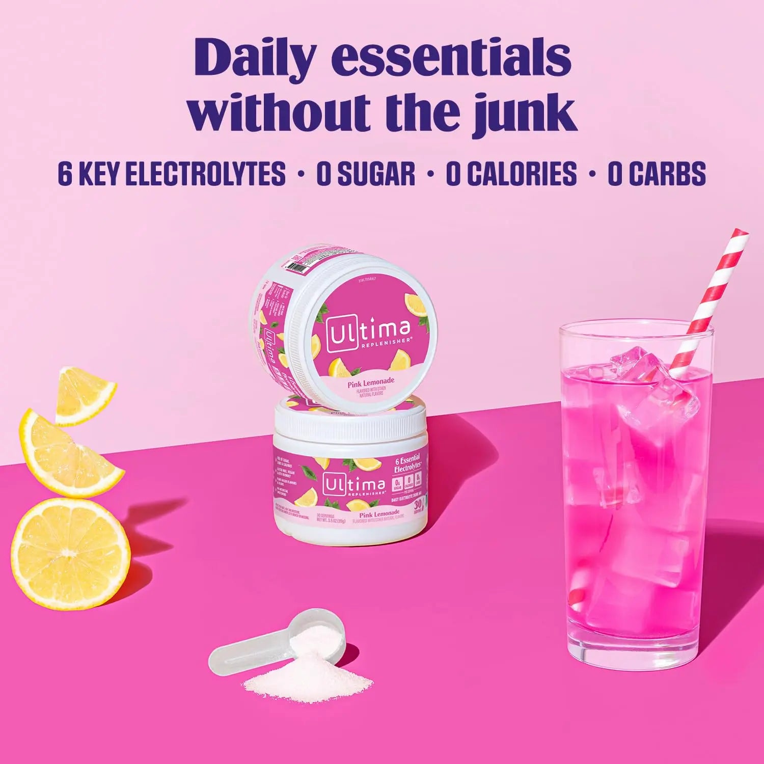 Ultima Replenisher Daily Electrolyte Powder Drink Mix – Pink Lemonade, 30 Servings Canister – Zero Sugar Hydration Powder with 6 Electrolytes & Minerals Ultima Replenisher uk supplements