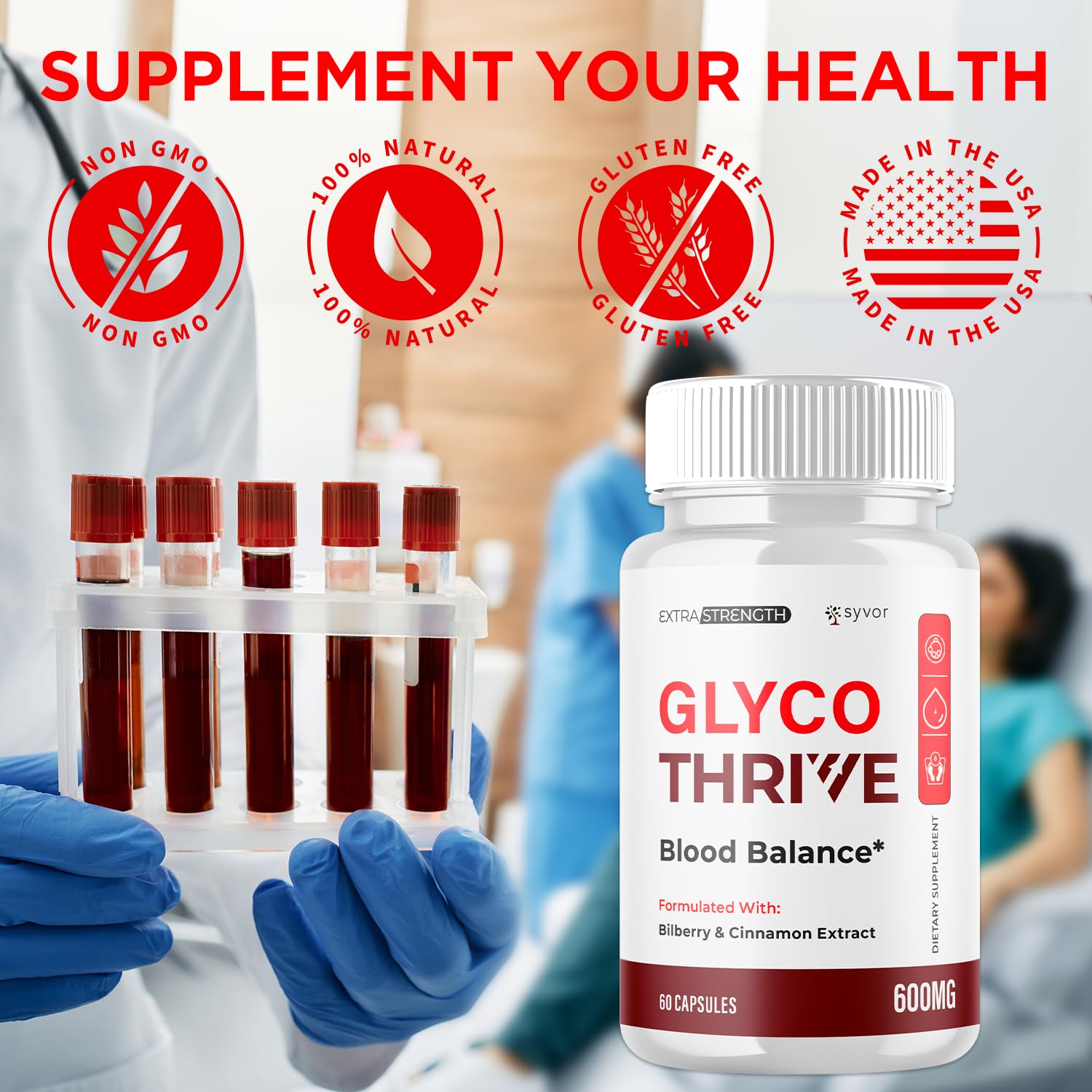 (2 Pack) Glyco Thrive Capsules, Official GlycoThrive Glycogen Support Pills with All Natural Ingredients, Advanced Formula Health Supplement with Max Strength Vitamins for Women & Men (120 Capsules) Syvor uk supplements