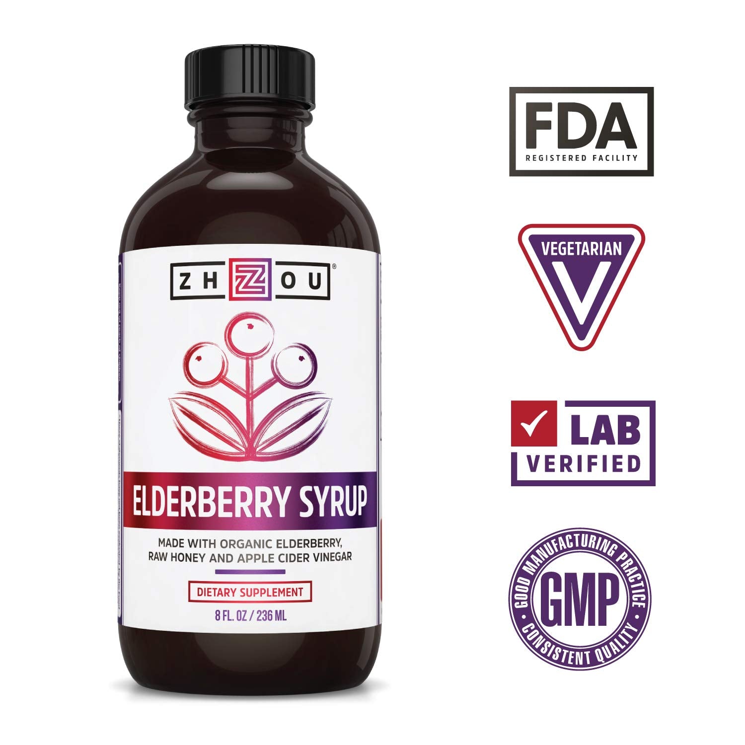 Zhou Nutrition Elderberry Syrup, Immune System Booster with Organic Elderberry Syrup Zhou Nutrition uk supplements