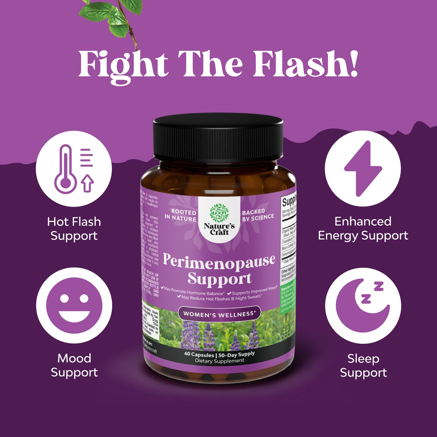 Complete Perimenopause Supplement for Women - Multibenefit Menopause Ease for Women with Maca Root Vitex Berry & Black Cohosh for Hot Flashes Night Sweats Hormone Balance and Mood Support - 60 Count Natures Craft uk supplements