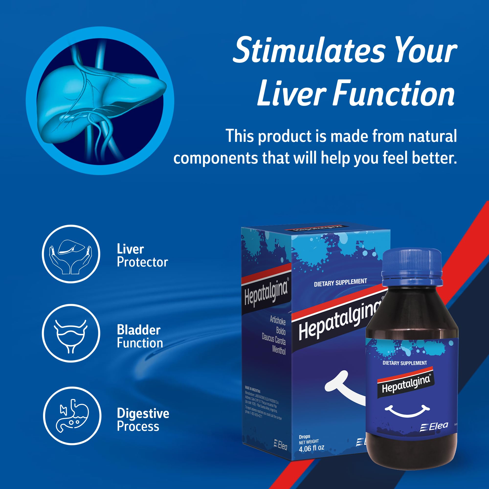 Hepatalgina Liver Support Digestive Protector - Liquid Herbal Supplement with Artichoke Extract for Liver Cleanse Detox & Repair - Liver Detox Cleanse Drops with Mint, Boldo & Carrot - 120 ml Hepatalgina uk supplements
