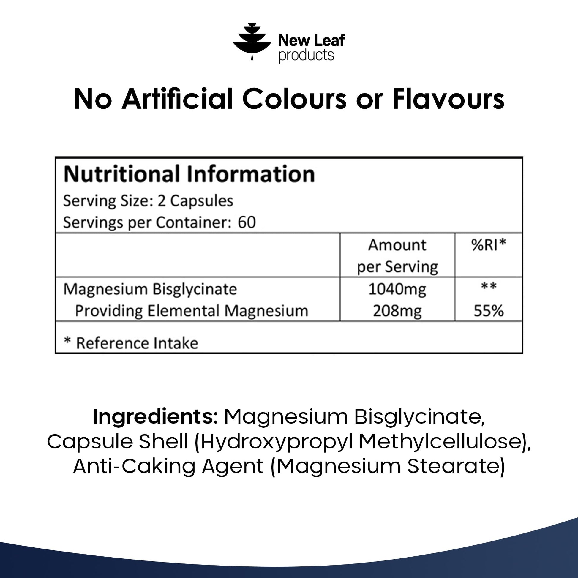 Magnesium Glycinate Supplements - 1040mg of Magnesium - 120 High Strength Capsules NEW LEAF PRODUCTS uk supplements