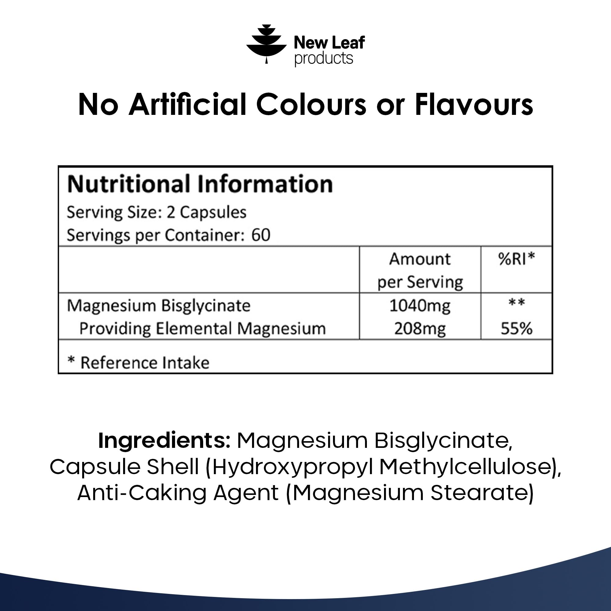 Magnesium Glycinate Supplements - 1040mg of Magnesium - 120 High Strength Capsules NEW LEAF PRODUCTS uk supplements