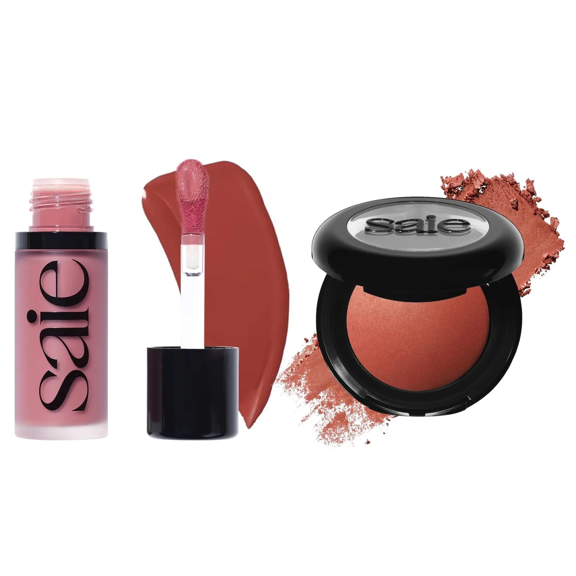 Saie Cheek Flush Duo - Dew Liquid Blush (.40 oz, Spicy), SuperSuede Baked Powder Blush (.01 oz, Ciao) - Layerable, Skin-Nourishing Blushes for a Seamless Radiant Finish Saie uk supplements