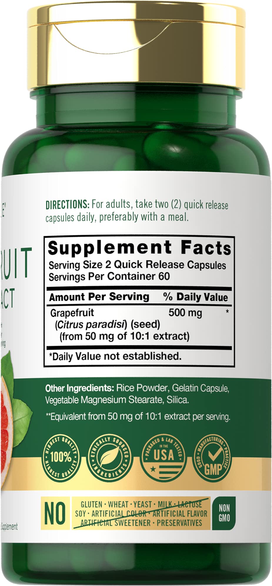 Carlyle Grapefruit Seed Extract | 500 mg 120 Capsules | Maximum Strength | Non-GMO Carlyle uk supplements