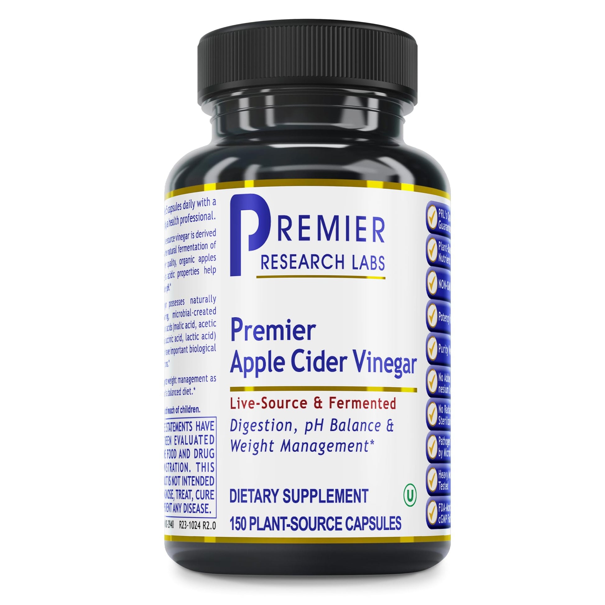 Premier Research Labs Apple Cider Vinegar Capsules - ACV Capsules, Apple Cider Vinegar Pills, Supplement for Digestion, pH Balance, Microbiome Health for Women and Men - 150 Vegetarian Capsules Premier Research Labs uk supplements