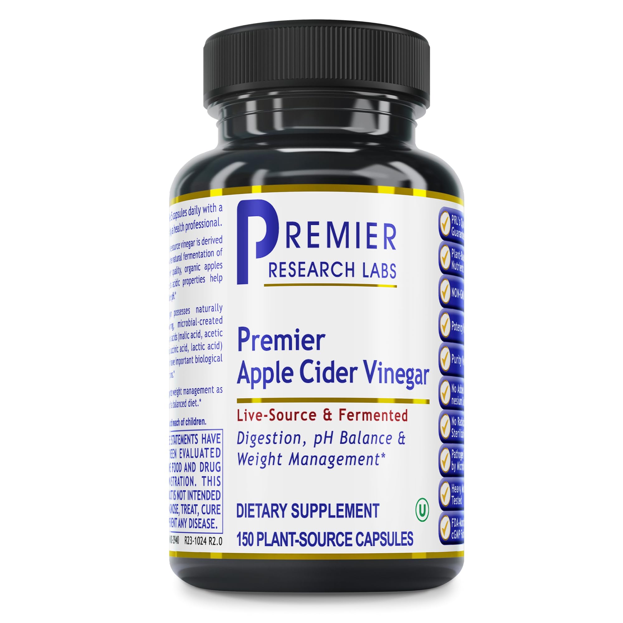 Premier Research Labs Apple Cider Vinegar Capsules - ACV Capsules, Apple Cider Vinegar Pills, Supplement for Digestion, pH Balance, Microbiome Health for Women and Men - 150 Vegetarian Capsules Premier Research Labs uk supplements