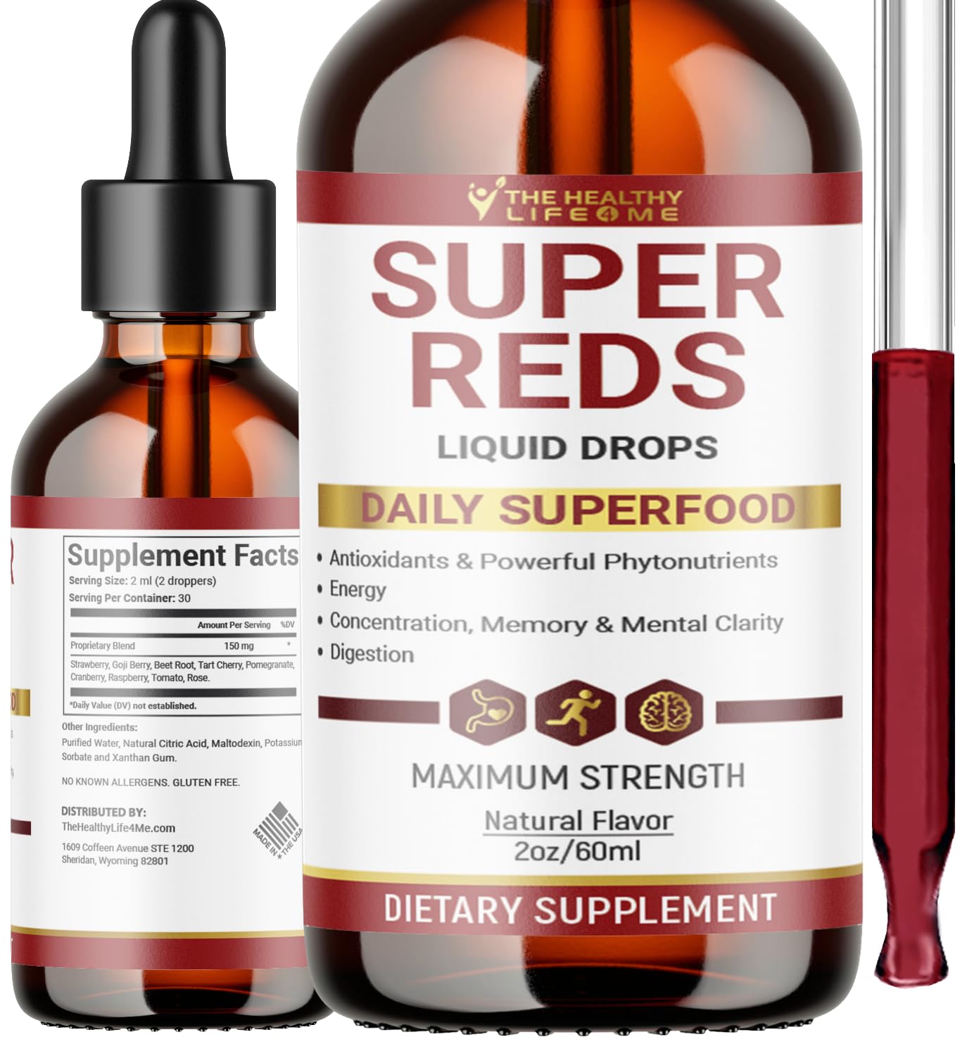 THE HEALTHY LIFE 4 ME Liquid Super Reds Phytonutrient Superfood Drops | Phytonutrient Blend containing Polyphenols | Antioxidants & More | Great Taste 2oz - 30 Day Supply THE HEALTHY LIFE 4 ME uk supplements