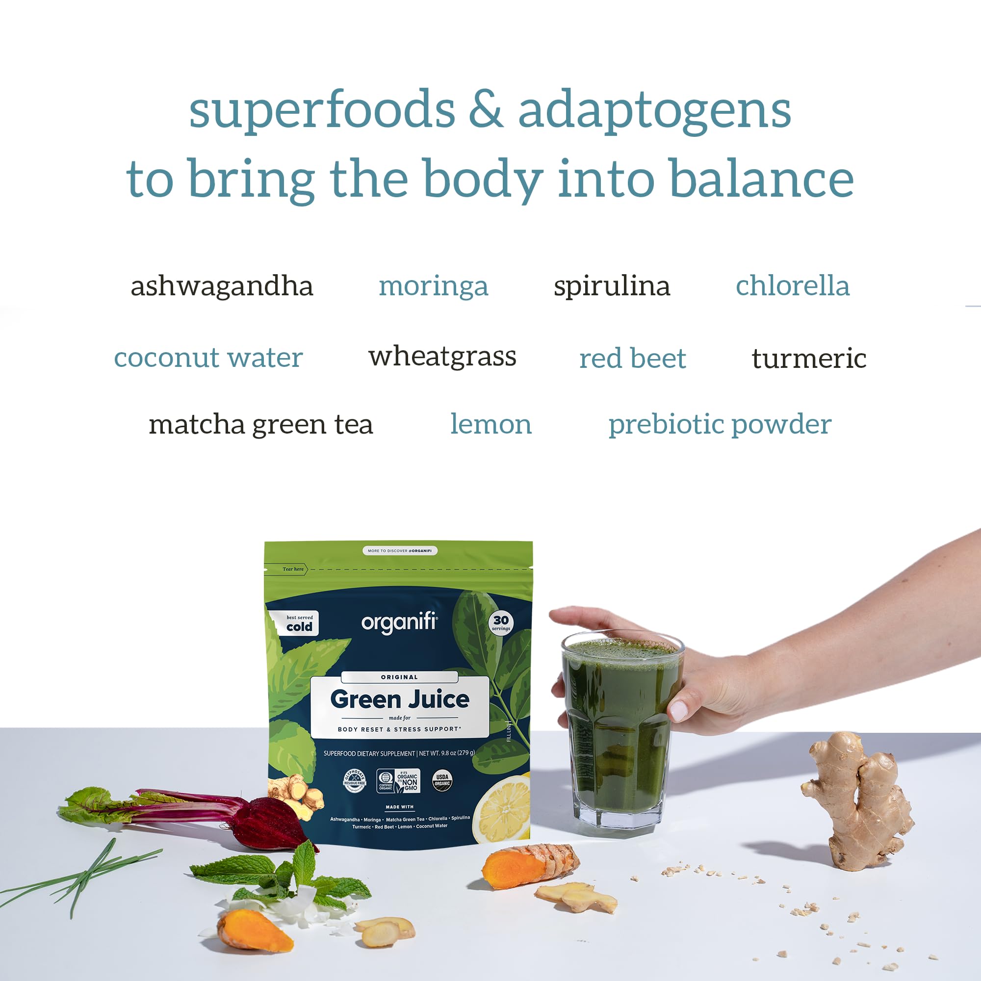 Organifi Green Juice - Powder Supplement with Organic Spirulina, Ashwagandha Organifi uk supplements