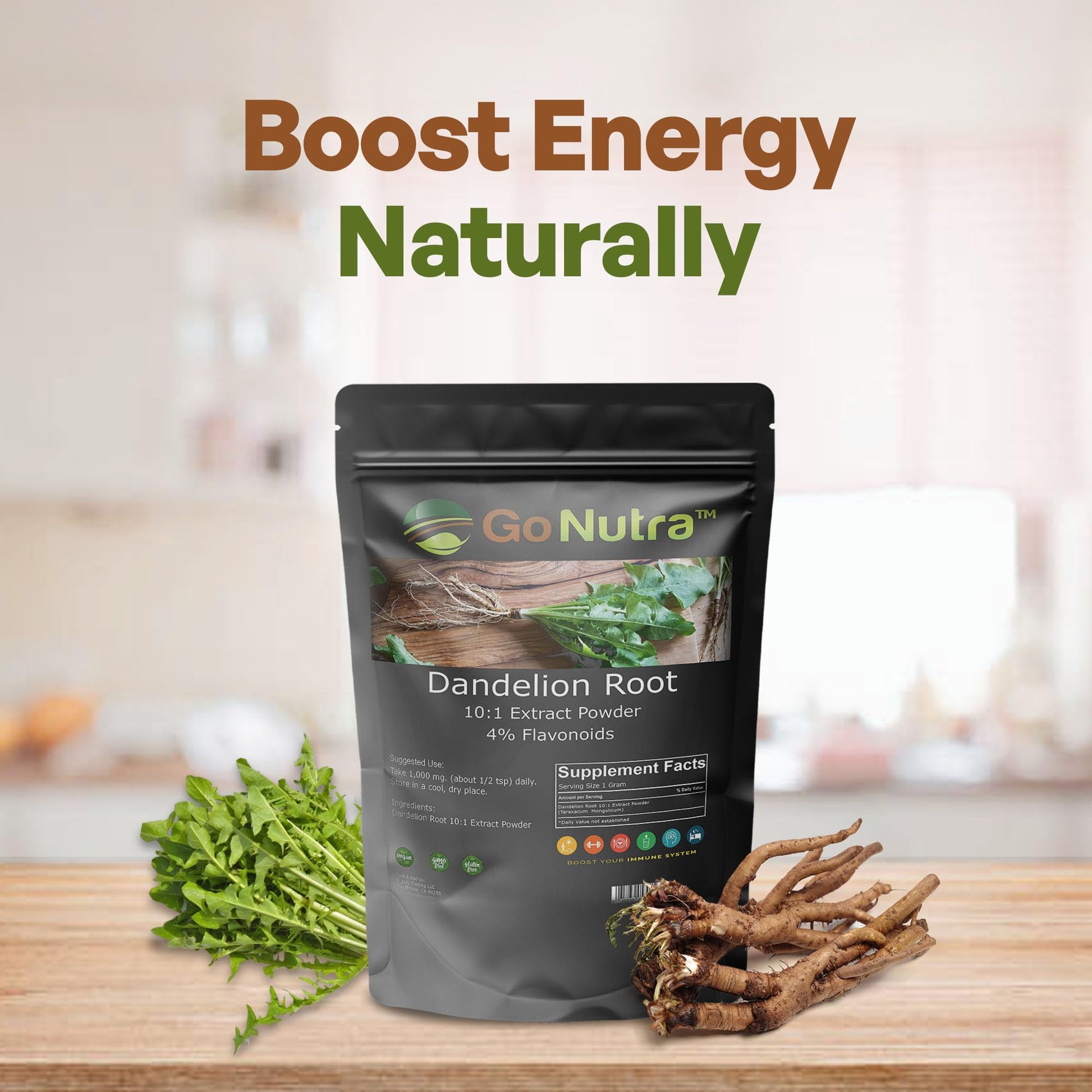 Go Nutra - Dandelion Root Powder, Potent 10:1 Dandelion Root Extract with 4% Flavonoids Go Nutra uk supplements