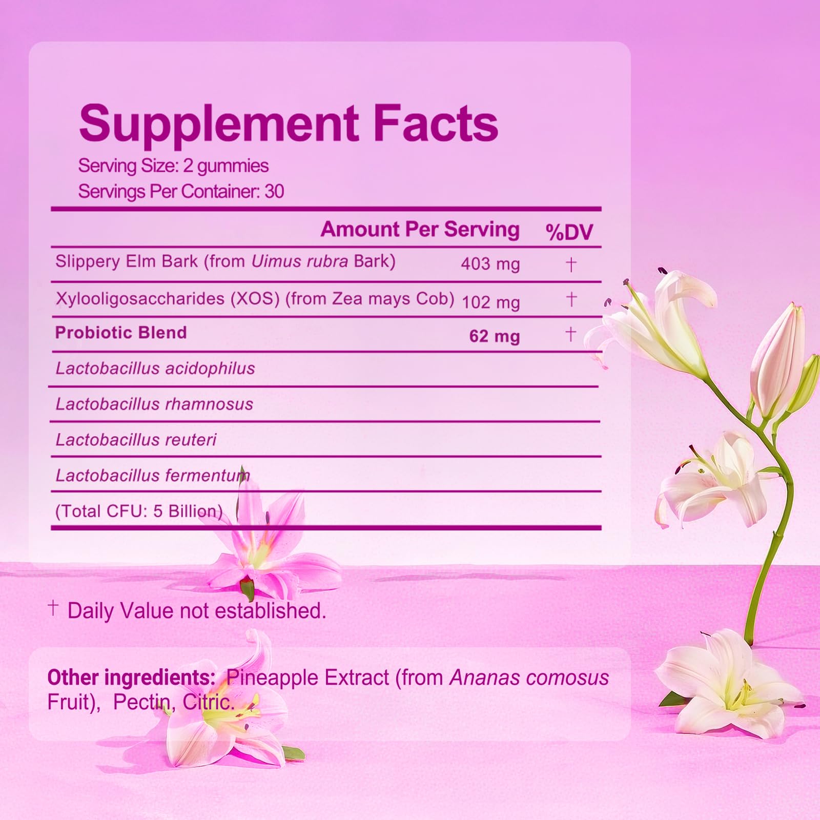 Brurtzexs Her Juicy Feminine Probiotics Gummies for Women with Slippery Elm - Pineapple Flavor, pH Balance & Immune Health Support - Digestive & Feminine Support - Vegan Supplement, 60 C Brurtzexs uk supplements