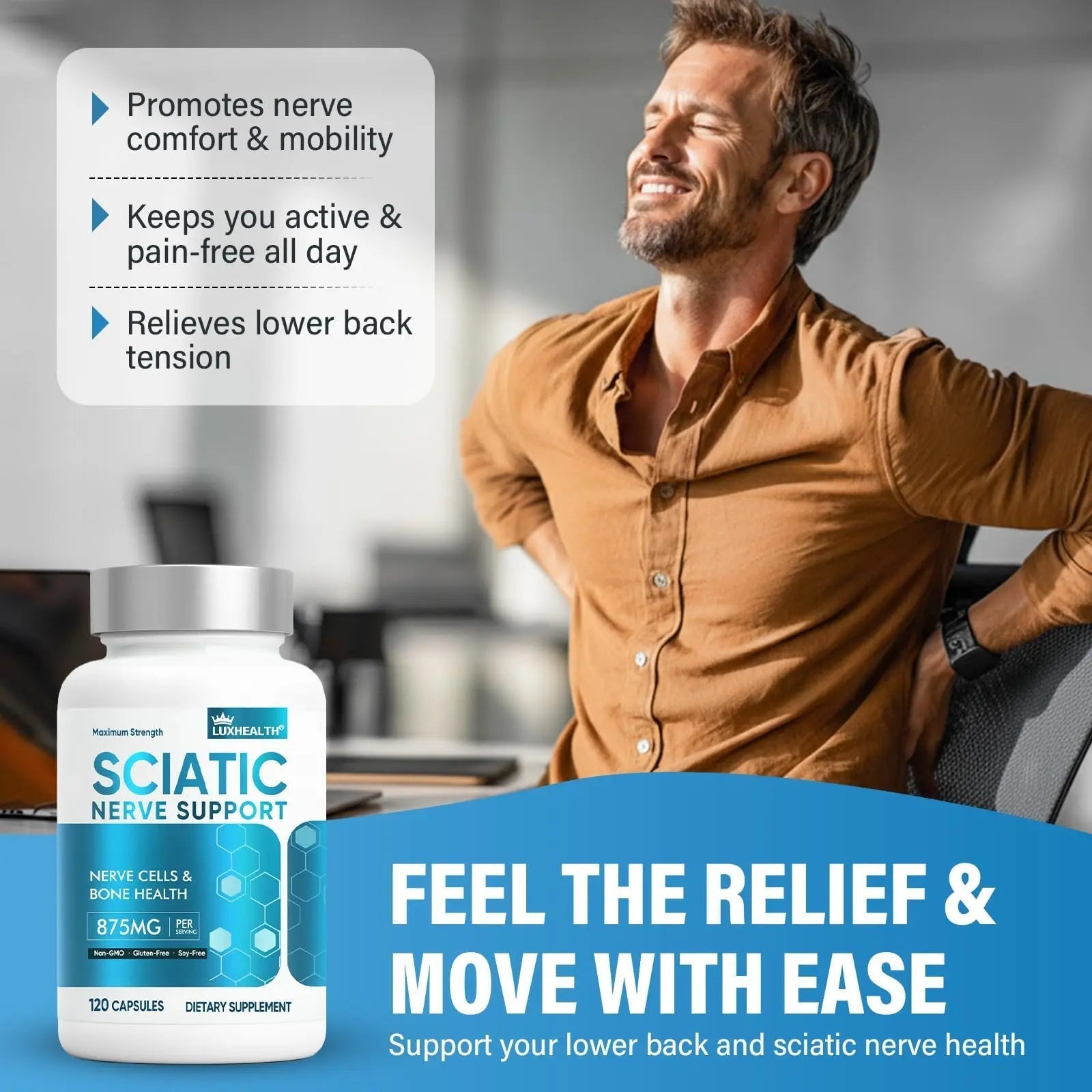 Sciatic Nerve Support Supplement, 120 Capsules Nerve Savior for Neuropathy, Premium Formula with Natural Botanical & Vitamin Complex Vivaherbal uk supplements