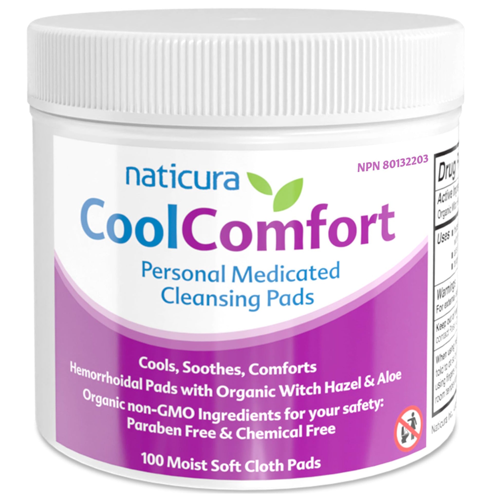 CoolComfort Personal Cleansing Pads with Organic Witch Hazel and Aloe Vera - All Natural and Fast Acting Wipes for Hemorrhoid Burning, Itching, Pain and Swelling - 100 Pads - No Parabens - Made in USA Naticura uk supplements