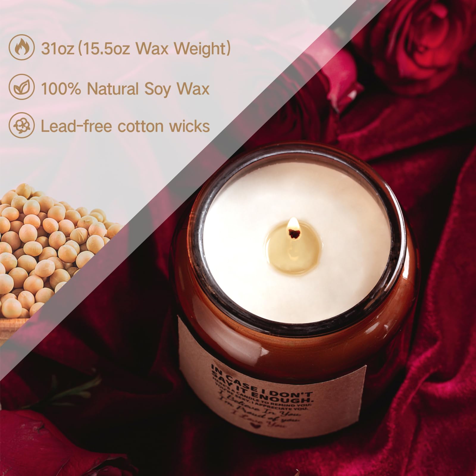 Candle Amber Moss Scented, Valentines Day Gifts for Her Girlfriend Wife, Romantic Anniversary YINUO LIGHT uk supplements