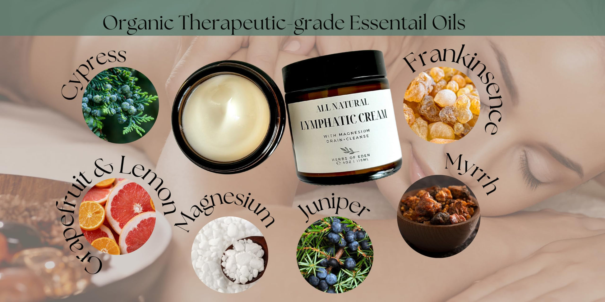 Organic Lymphatic Massage Cream with Magnesium – Natural Topical Cream | Stimulate Lymph Fluid | Family Owned, Made in USA Herbs of Eden uk supplements