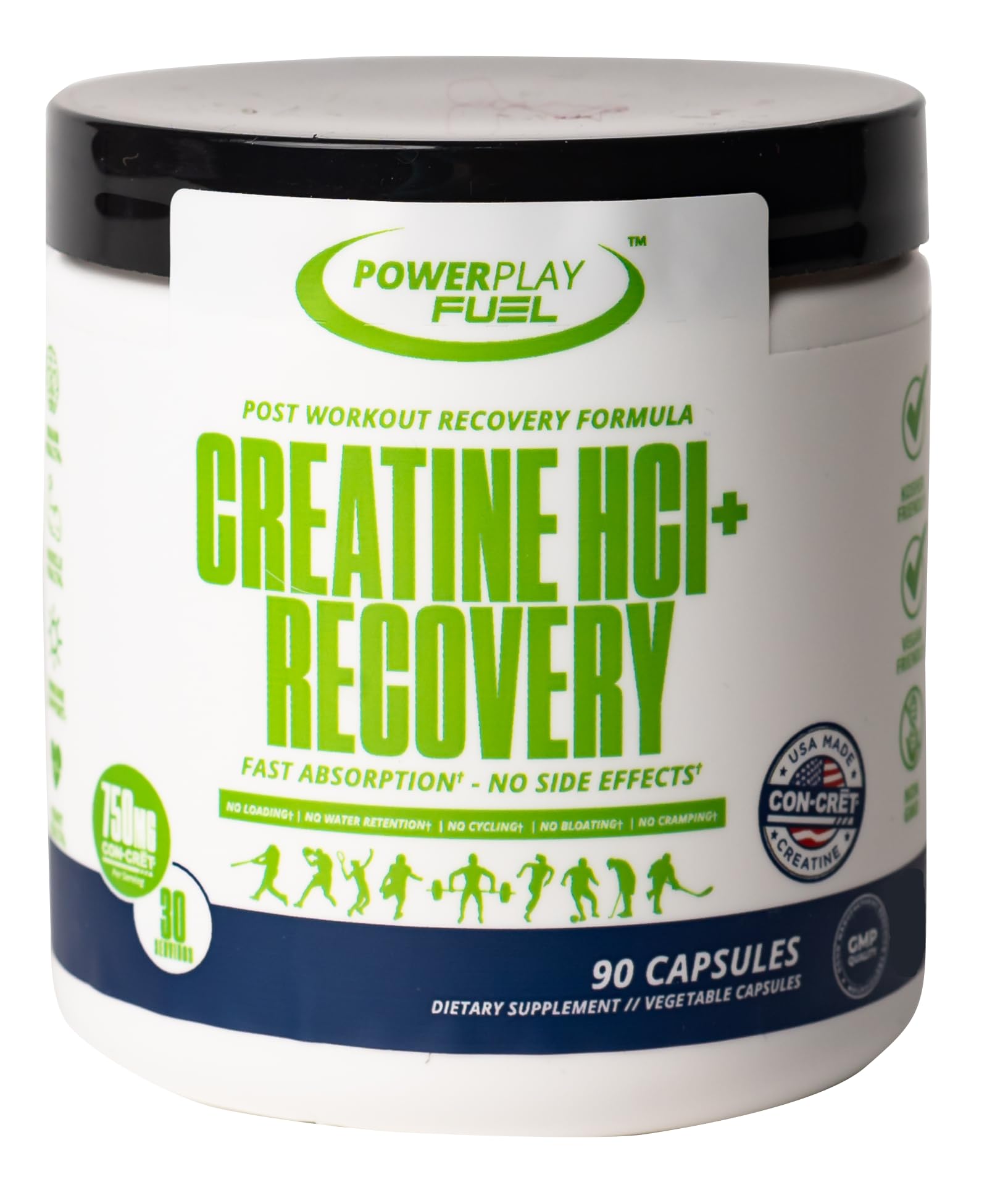 CREATINE HCl + Recovery Capsules for Men and Women, Muscle & Brain Health, Cognitive Function, Immune Support - 90 Vegetable Capsules POWER PLAY FUEL uk supplements
