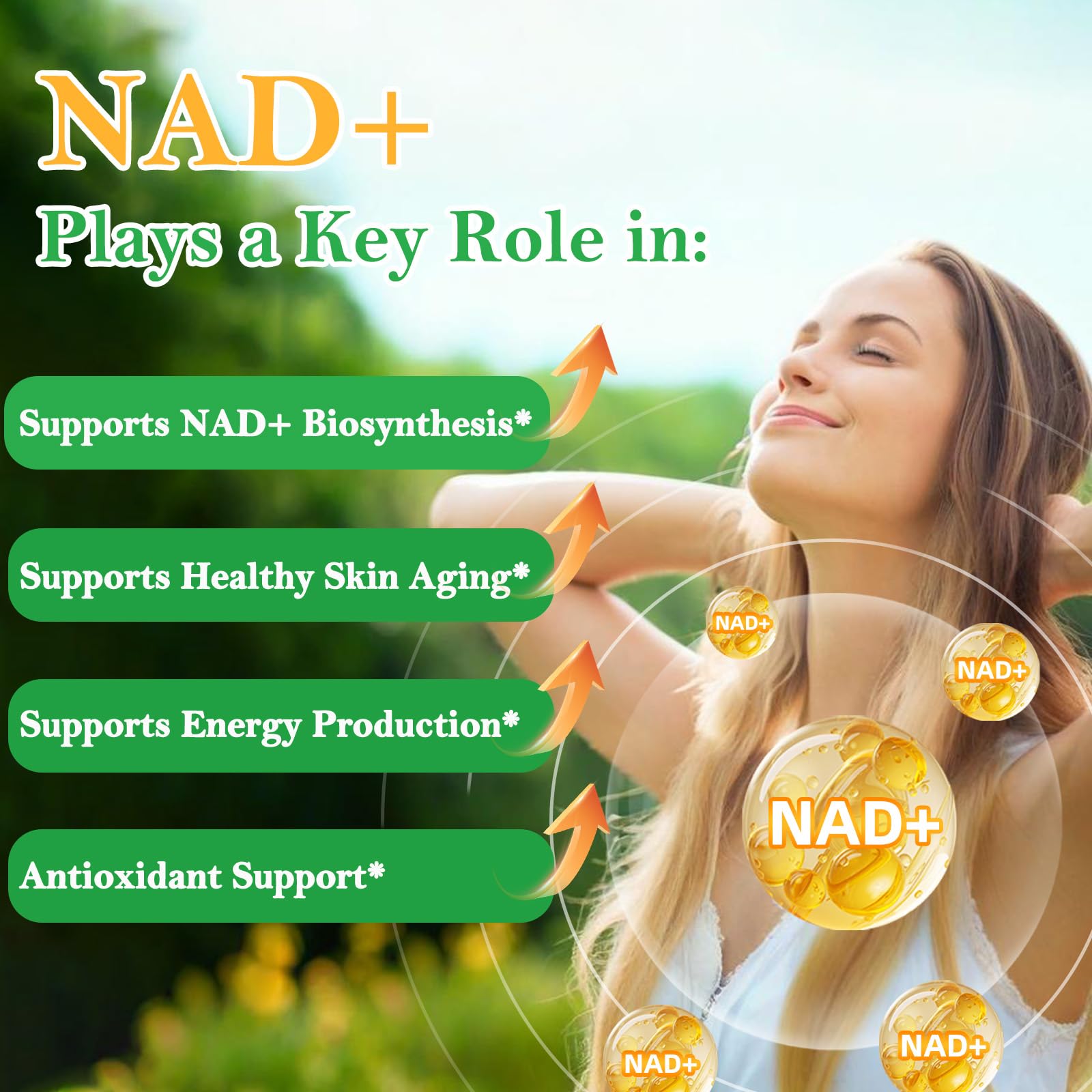 Nad Supplement for Healthy Aging | Energy| Antioxidant| Skin Health| Focus ,10-in-1 Formula with NR,Trans-Resveratrol,CoQ10,Astaxanthin,PQQ,TMG,Quercetin,Olive Fruit Nad+ for Women Men,60 Vegan Caps Bebien fit uk supplements