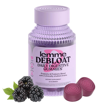 Lemme Debloat - Digestive & Gut Health Gummies with 2 Clinically Studied Probiotics & Prebiotic, Vegetarian, Gluten Free, Non GMO, BlackBerry Flavor (60 Count) Lemme uk supplements