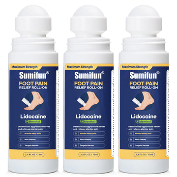 Sumifun Foot Pain Relief Lidocaine Roll-On - Maximum Strength OTC for Plantar Fasciitis & Heel Pain - Fast-Drying, Non-Greasy Formula, 2.5 Fl Oz * 3 Sumifun uk supplements