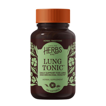 Herbs Etc. Lung Tonic - Lung Supplement for Bronchial Support - Healthy Breathing Support with Mullein, Horehound & Grindelia - 120 Softgels Herbs Etc. uk supplements