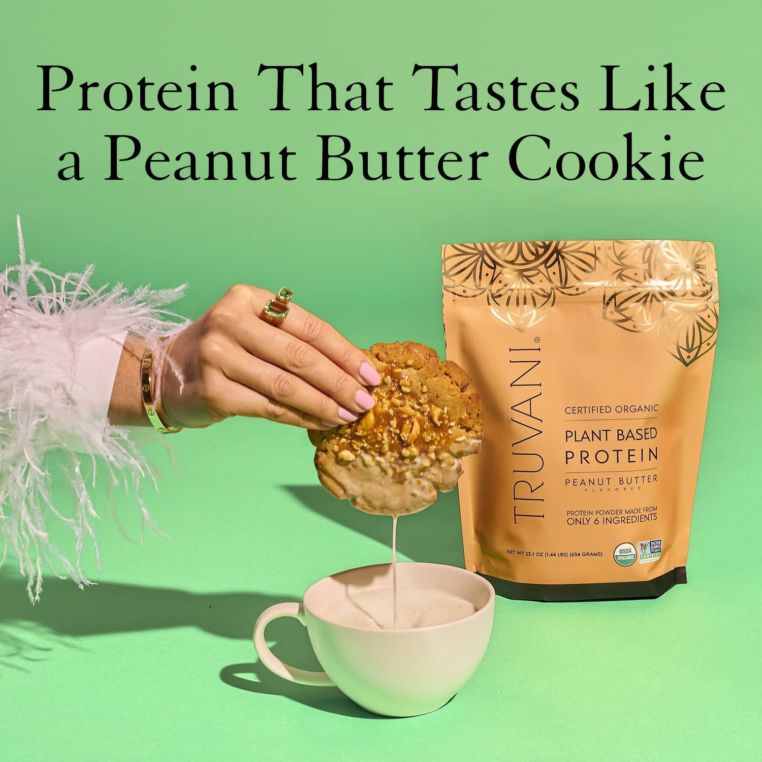 Truvani Organic Vegan Protein Powder Peanut Butter - 20g of Plant Based Protein, Powder Truvani uk supplements