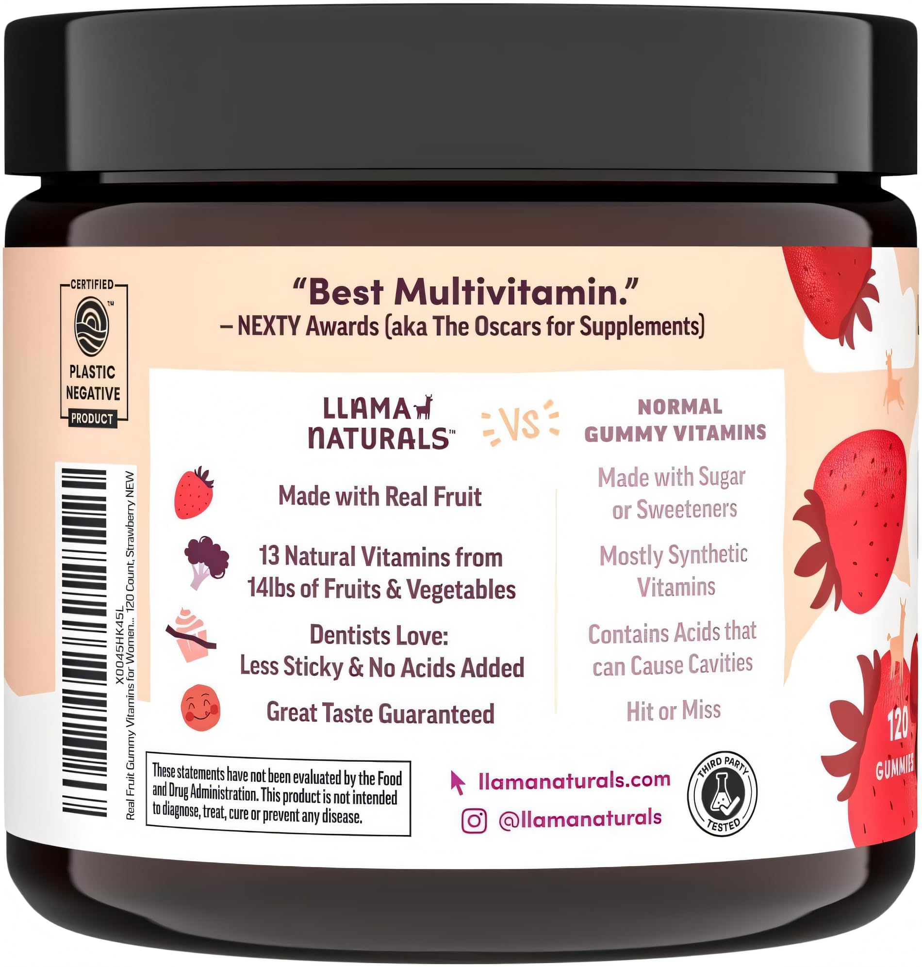Llama Naturals Multivitamin for Women, Vegan, Organic Gummies with Vitamin D, C and K, Women's Real Fruit Gummy Vitamins Llama Naturals uk supplements
