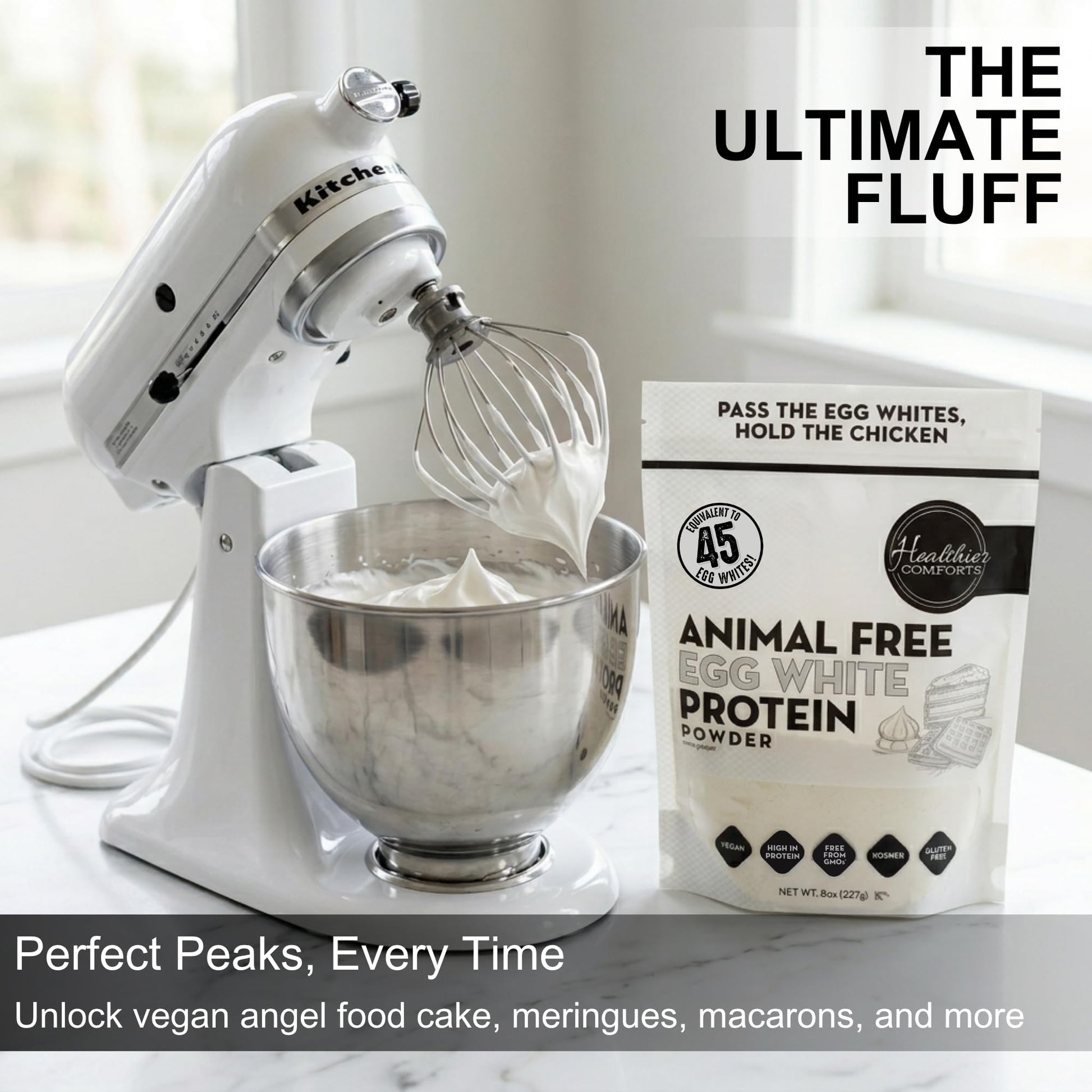 Healthier Comforts Animal-Free Egg White Protein Powder | Make Vegan Egg Omelets, Angel Food Cake, Meringue, Protein Shakes | Whips and Binds Just Like Traditional Egg Whites (8 oz) Healthier Comforts uk supplements
