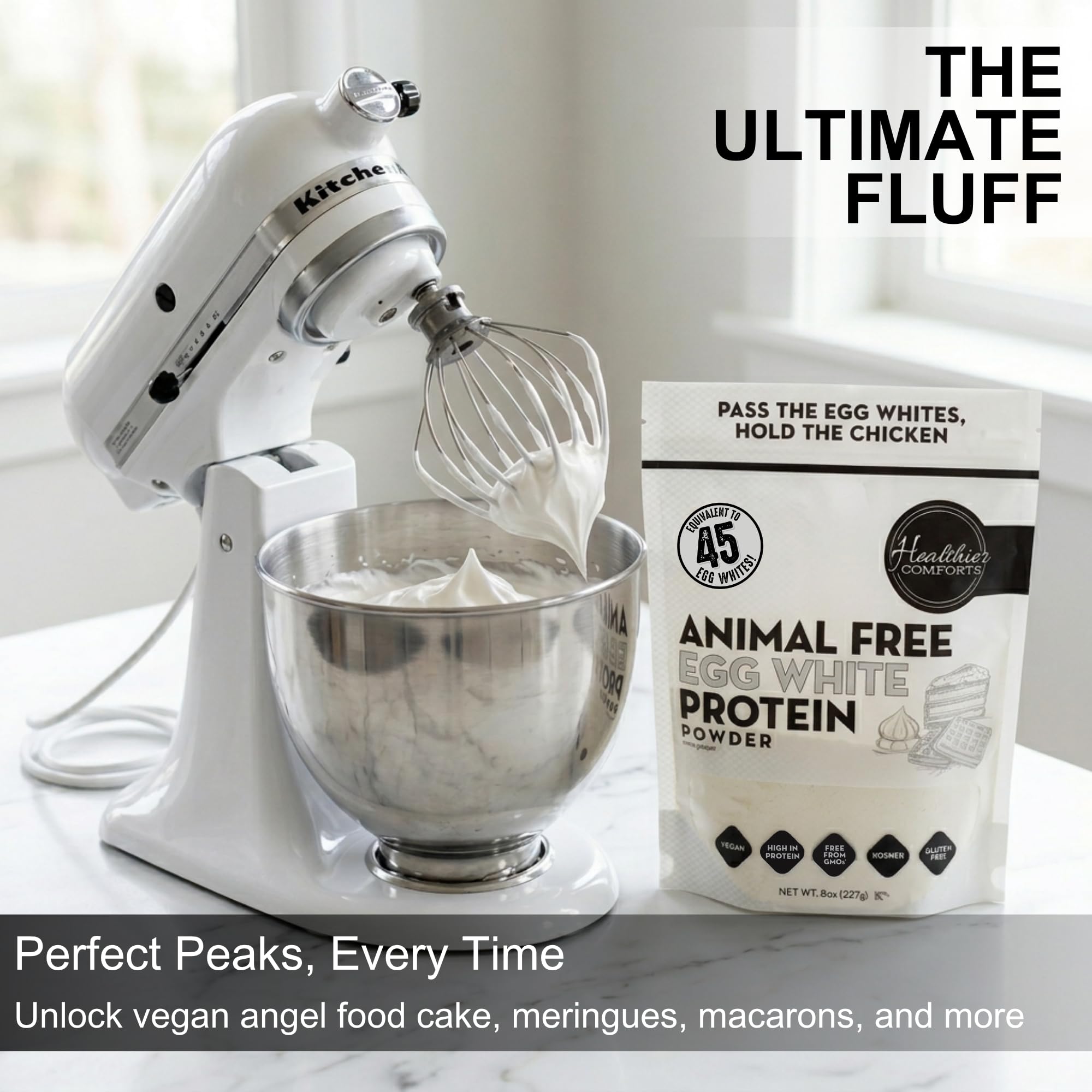 Healthier Comforts Animal-Free Egg White Protein Powder | Make Vegan Egg Omelets, Angel Food Cake, Meringue, Protein Shakes | Whips and Binds Just Like Traditional Egg Whites (8 oz) Healthier Comforts uk supplements