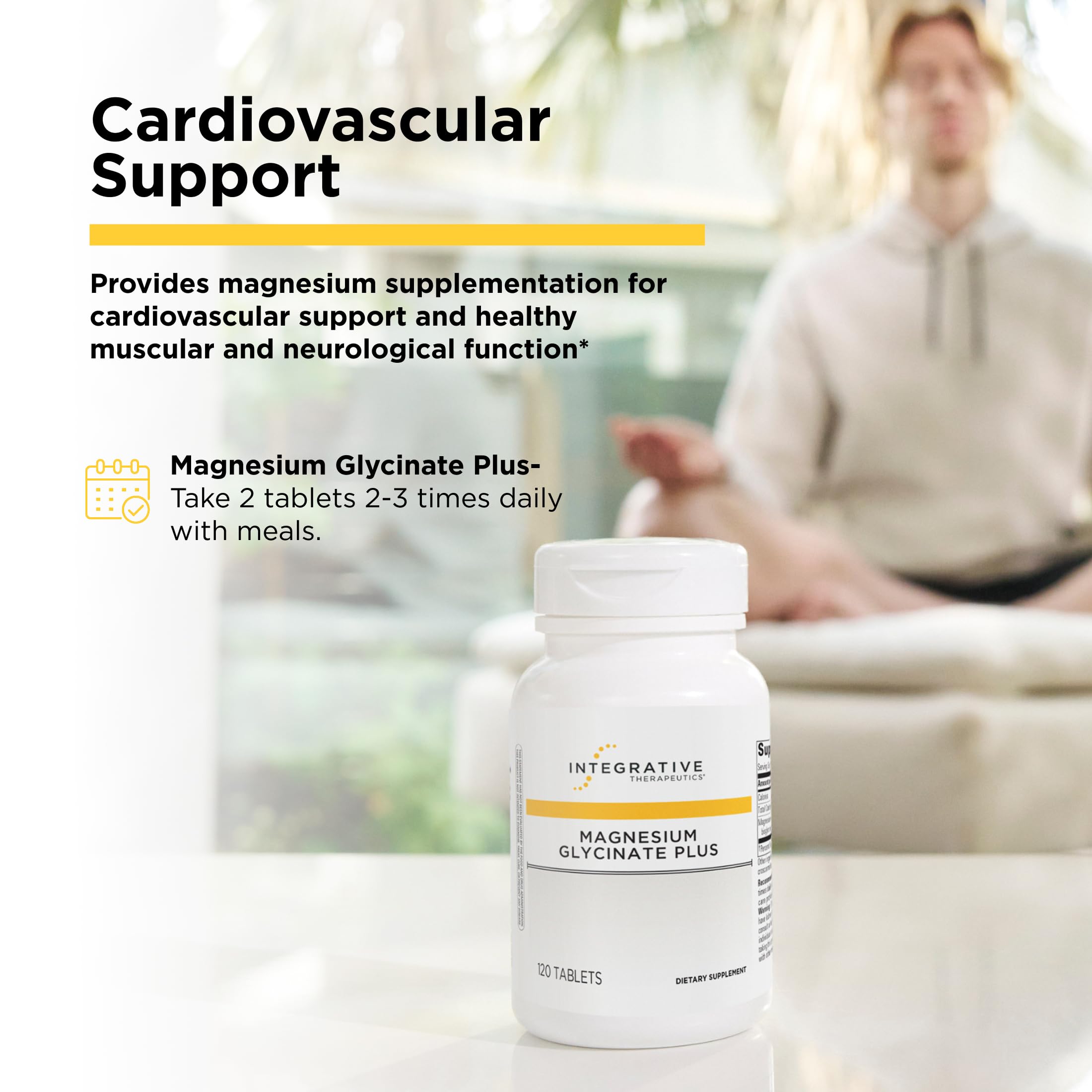 Integrative Therapeutics Magnesium Glycinate Plus - Brain Function Support Supplement for Adults* - Supports Heart and Muscular Function* - Dairy-Free & Gluten-Free - 120 Count (60 Servings) Integrative Therapeutics uk supplements